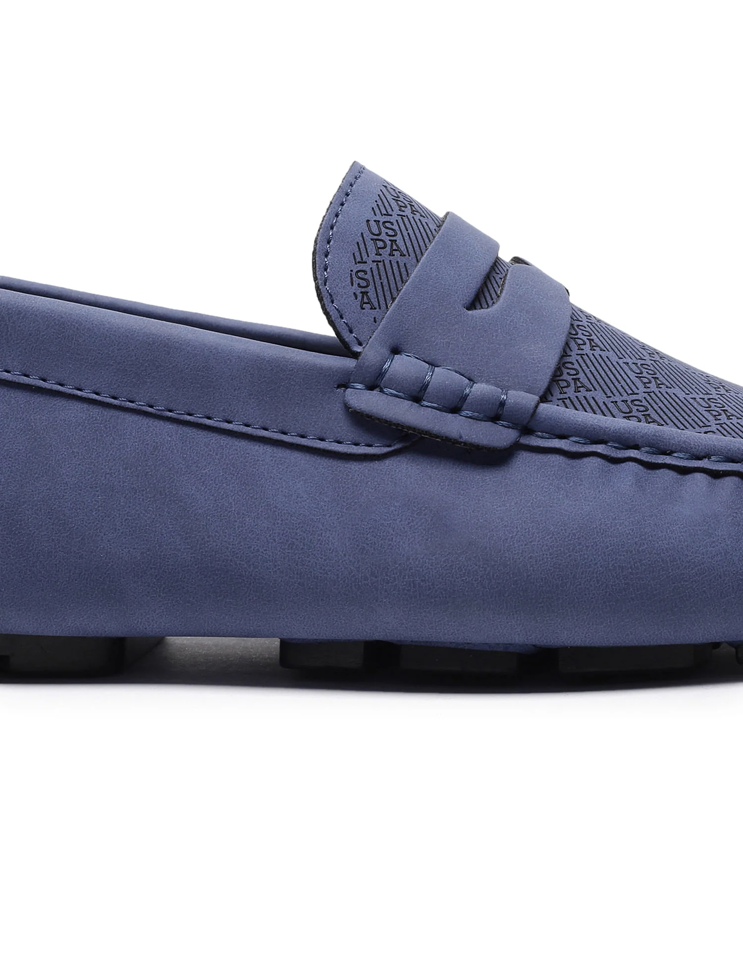 Men Blue Penny Strap Debossed Logo Asvalt Loafers - Image 6