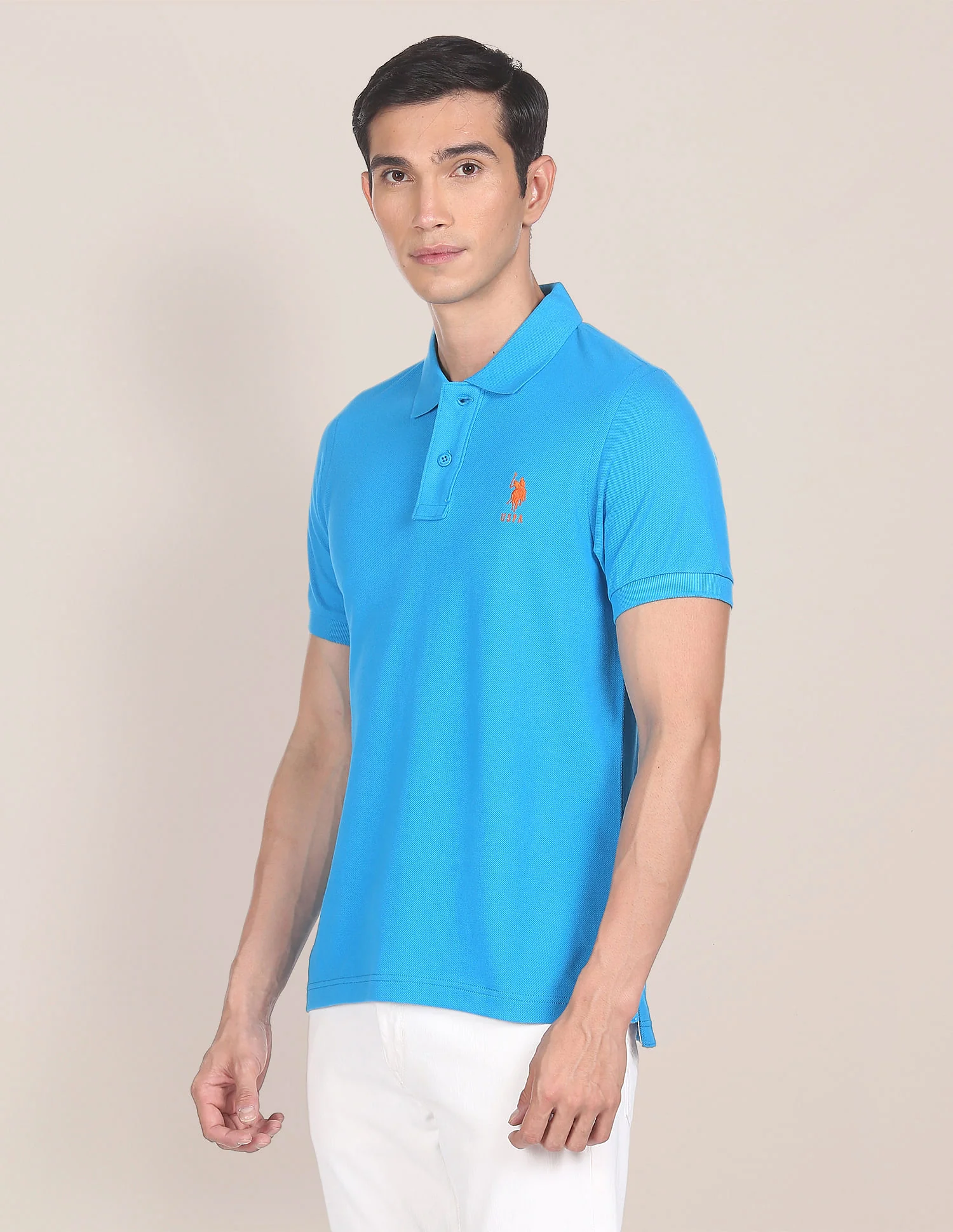 Ribbed Collar Solid Polo Shirt - Image 4