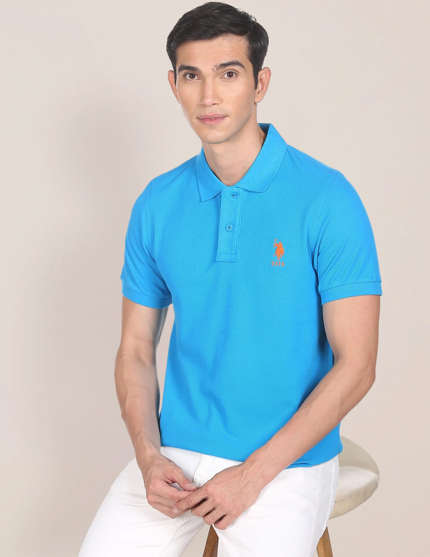 Ribbed Collar Solid Polo Shirt - Image 6