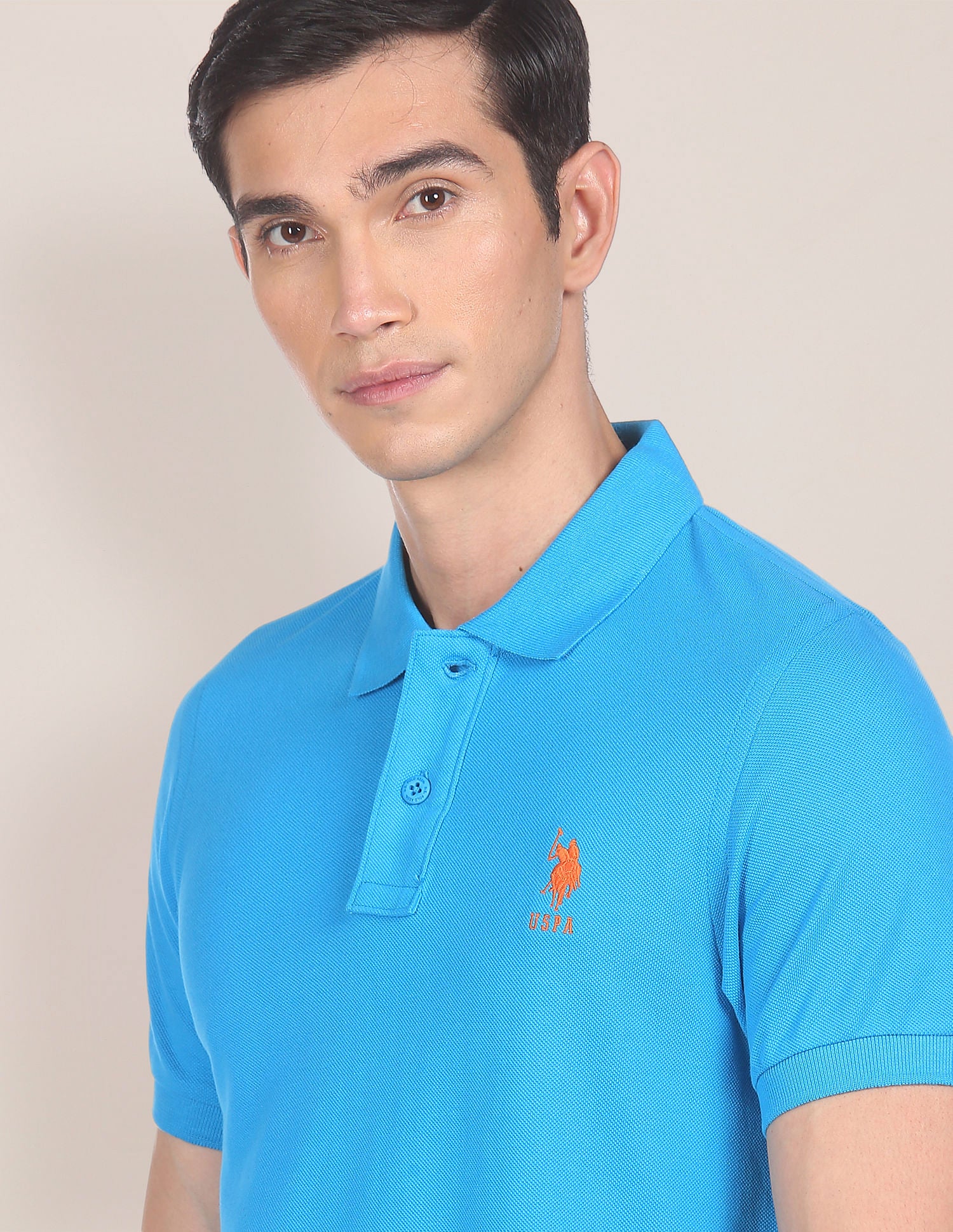 Ribbed Collar Solid Polo Shirt - Image 7