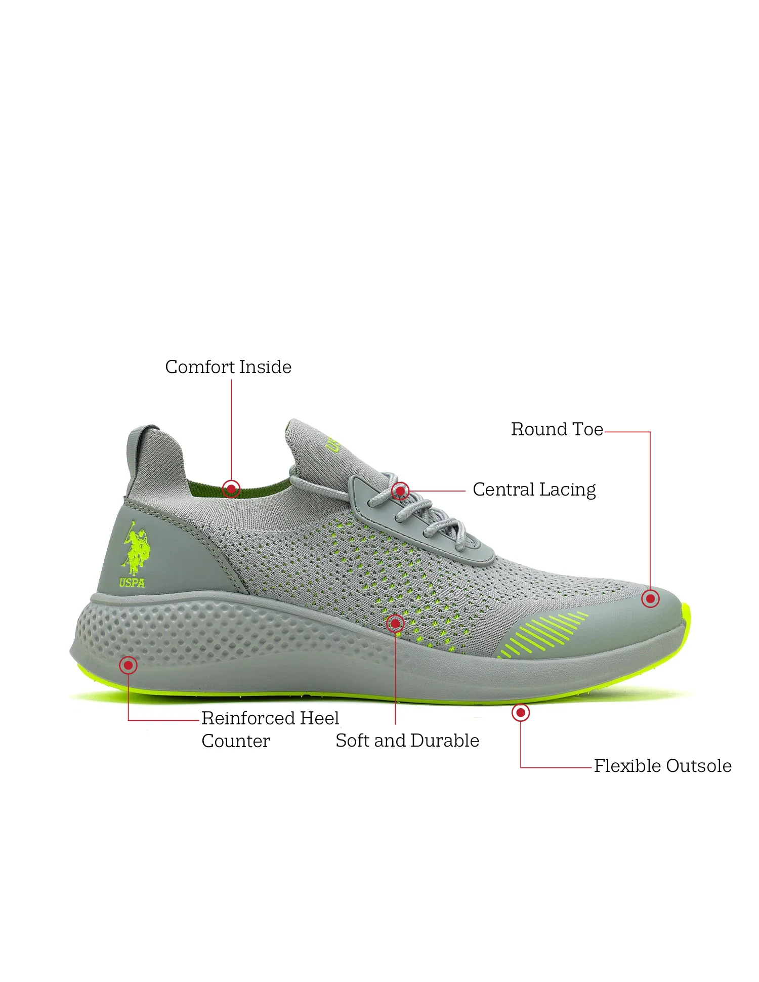 Men Castro 2.0 Grey Uspa Sport  Sneakers - Image 3