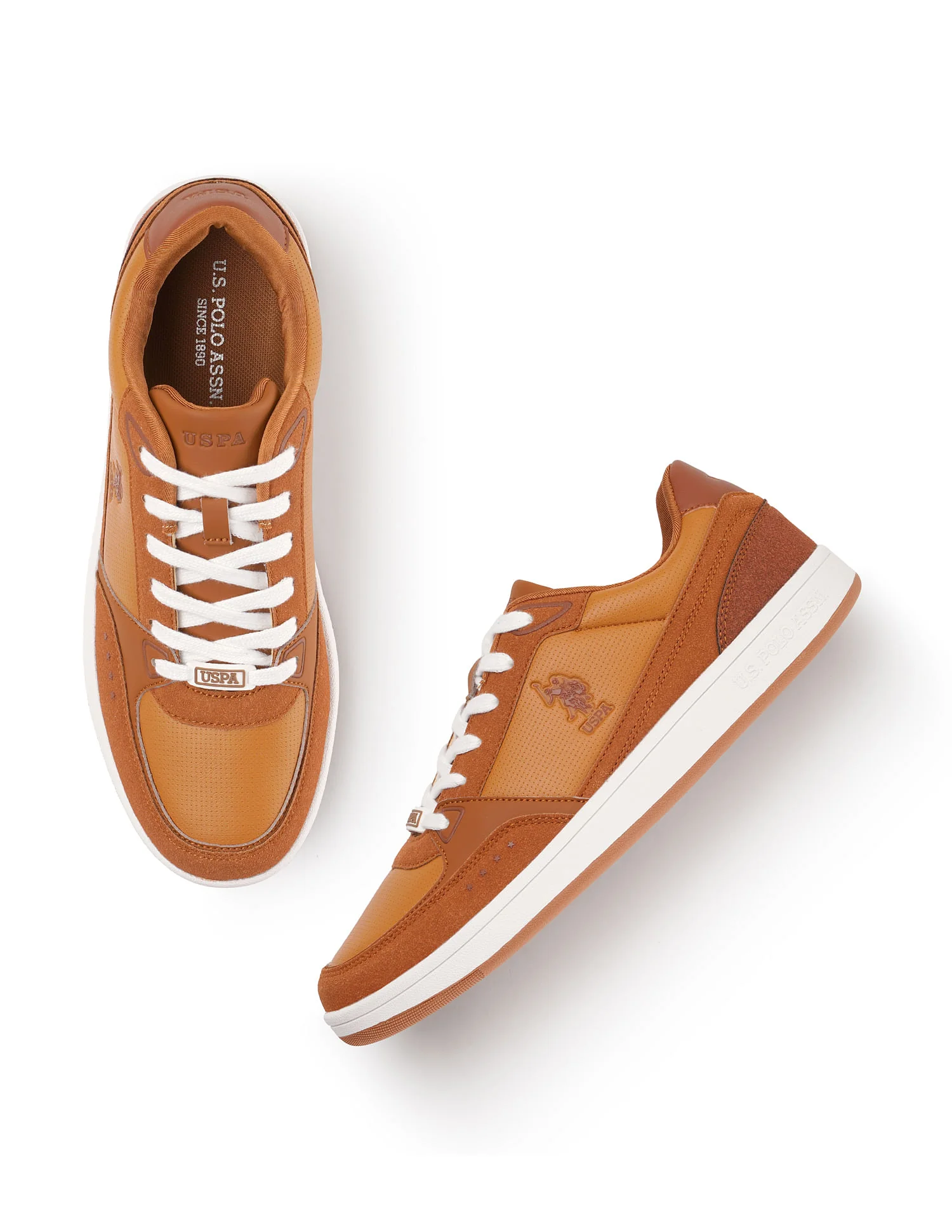 Men Landwin Tan Retro Court Sneakers - Image 3