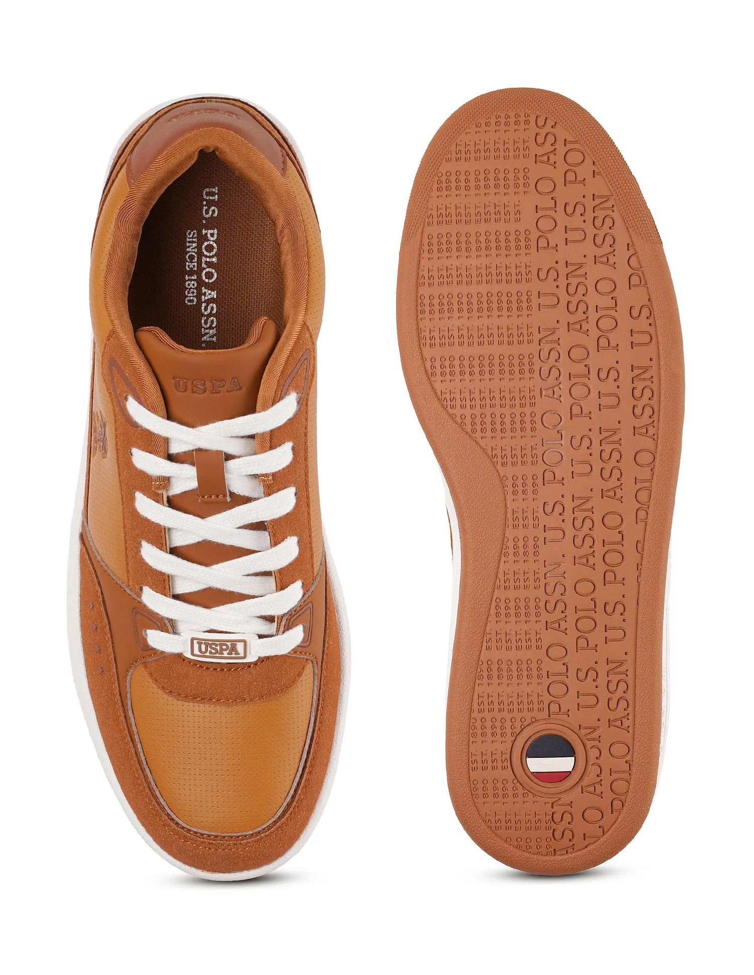 Men Landwin Tan Retro Court Sneakers - Image 6