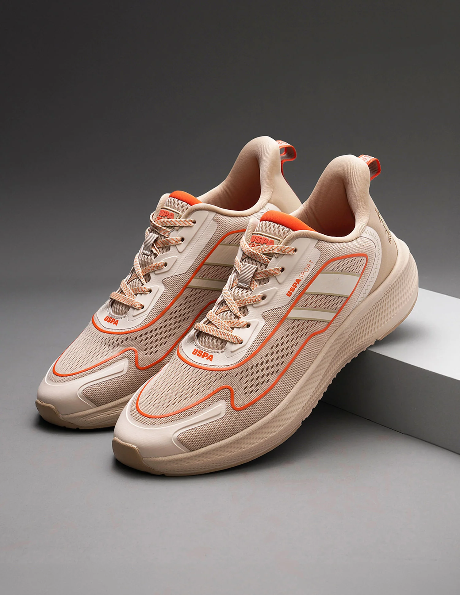 Men Ricco Beige Uspa Sport Sneakers