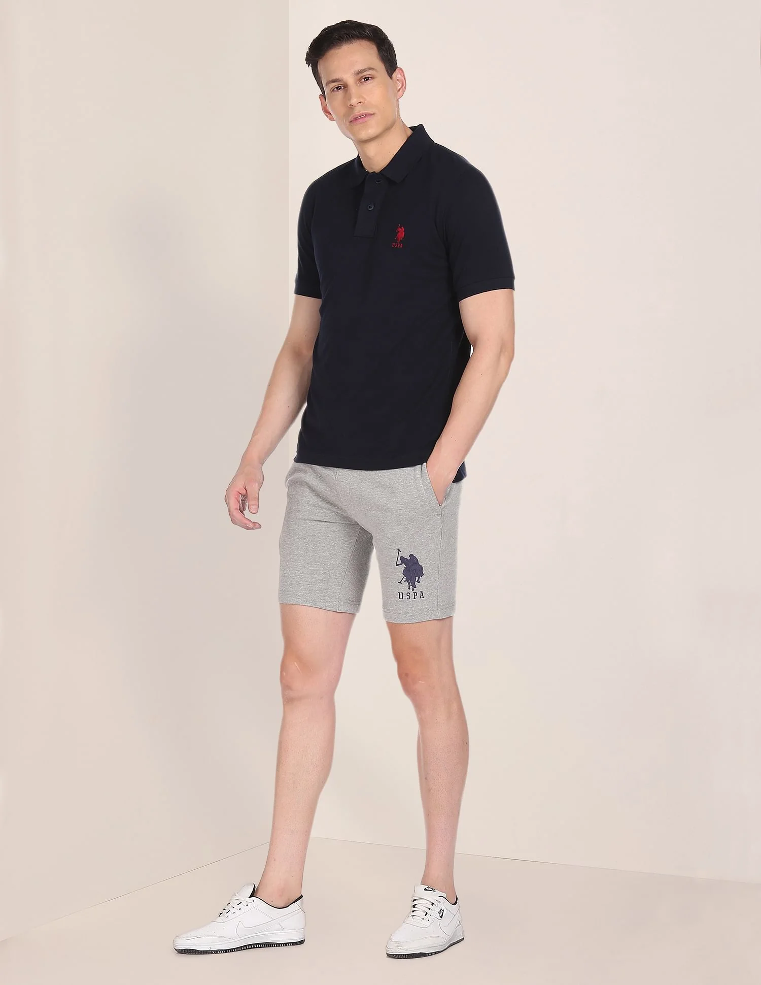 Ribbed Collar Solid Polo Shirt - Image 3