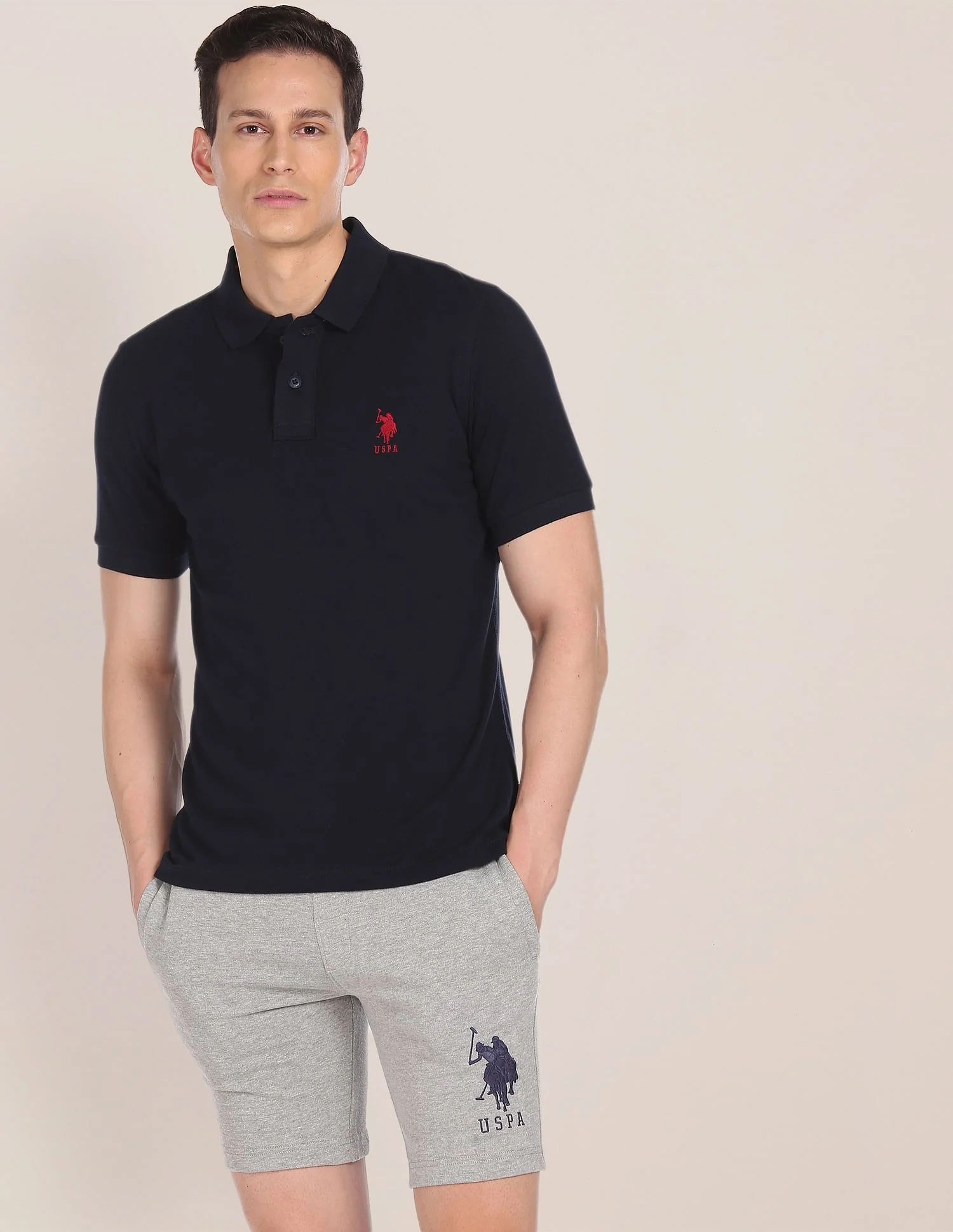 Ribbed Collar Solid Polo Shirt - Image 4
