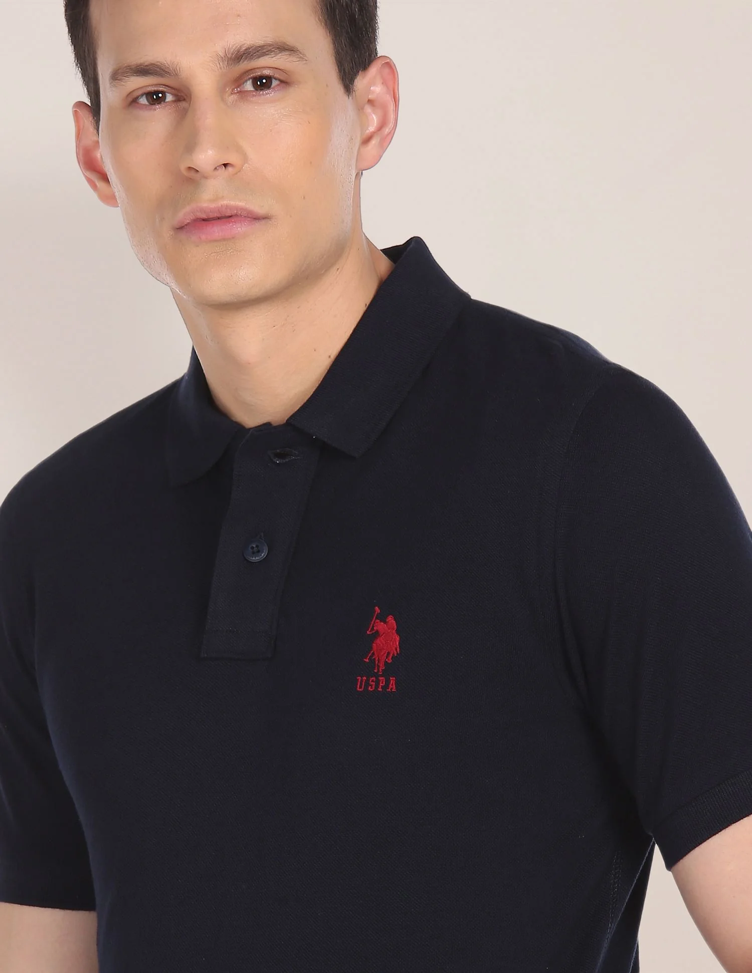 Ribbed Collar Solid Polo Shirt - Image 6
