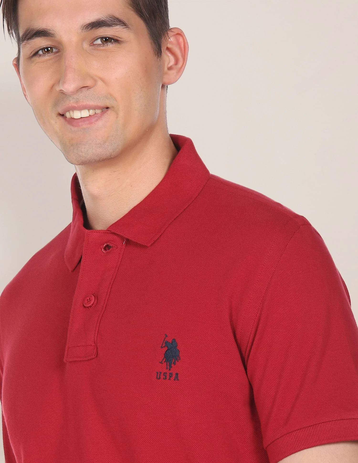 Ribbed Collar Solid Polo Shirt - Image 6