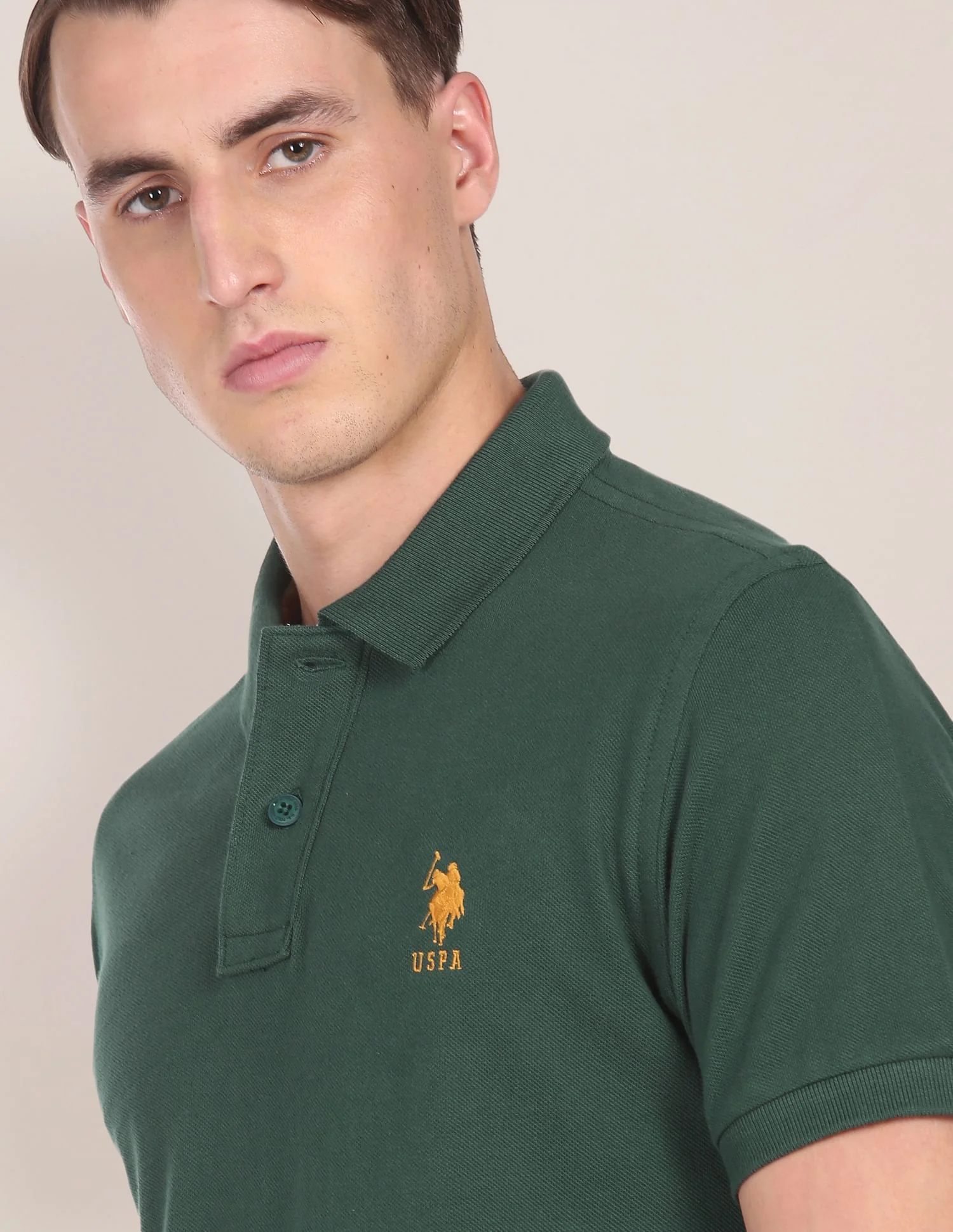 Ribbed Collar Solid Polo Shirt - Image 5