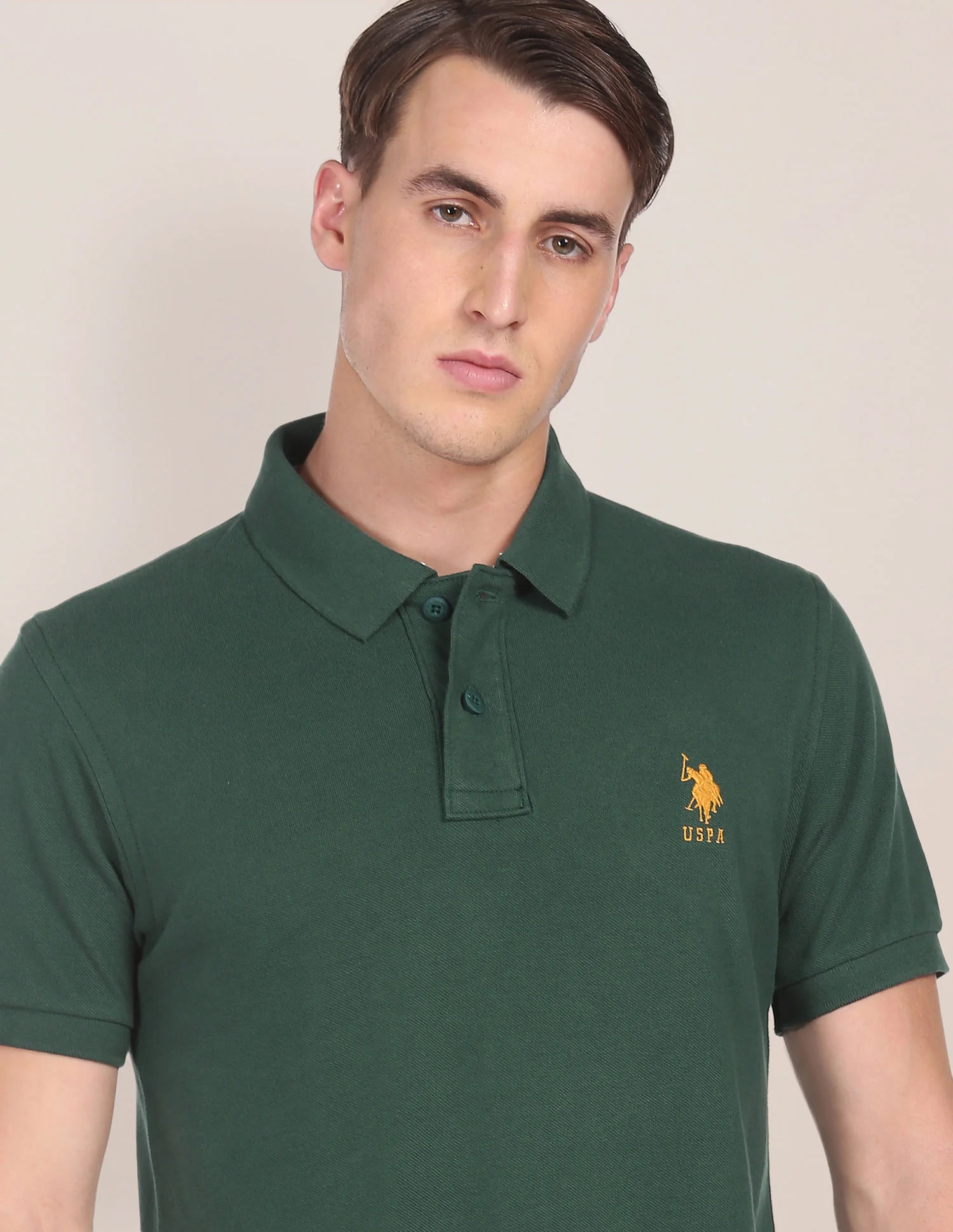 Ribbed Collar Solid Polo Shirt - Image 6