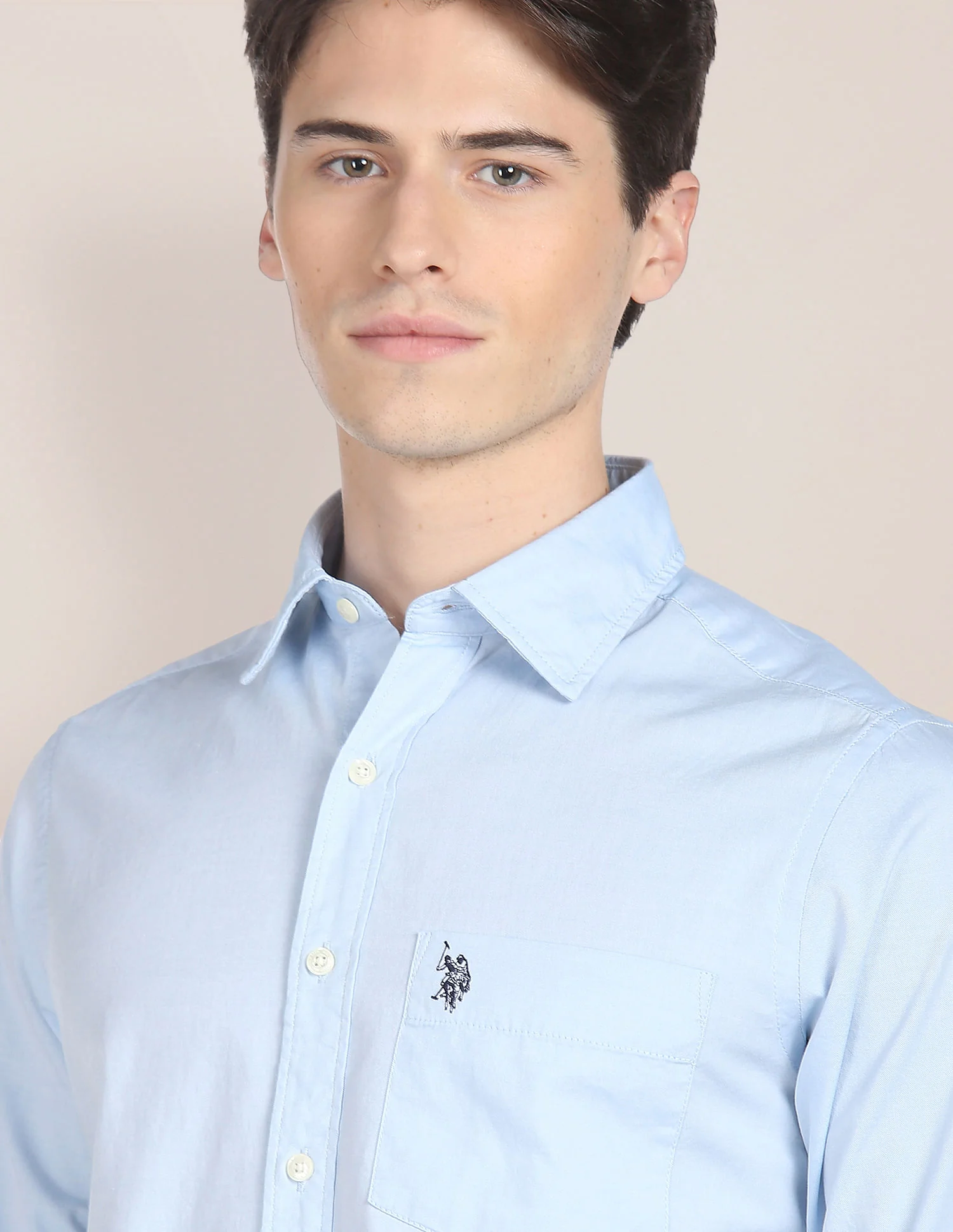 Men Light Blue Oxford Regular Fit Casual Shirt - Image 6