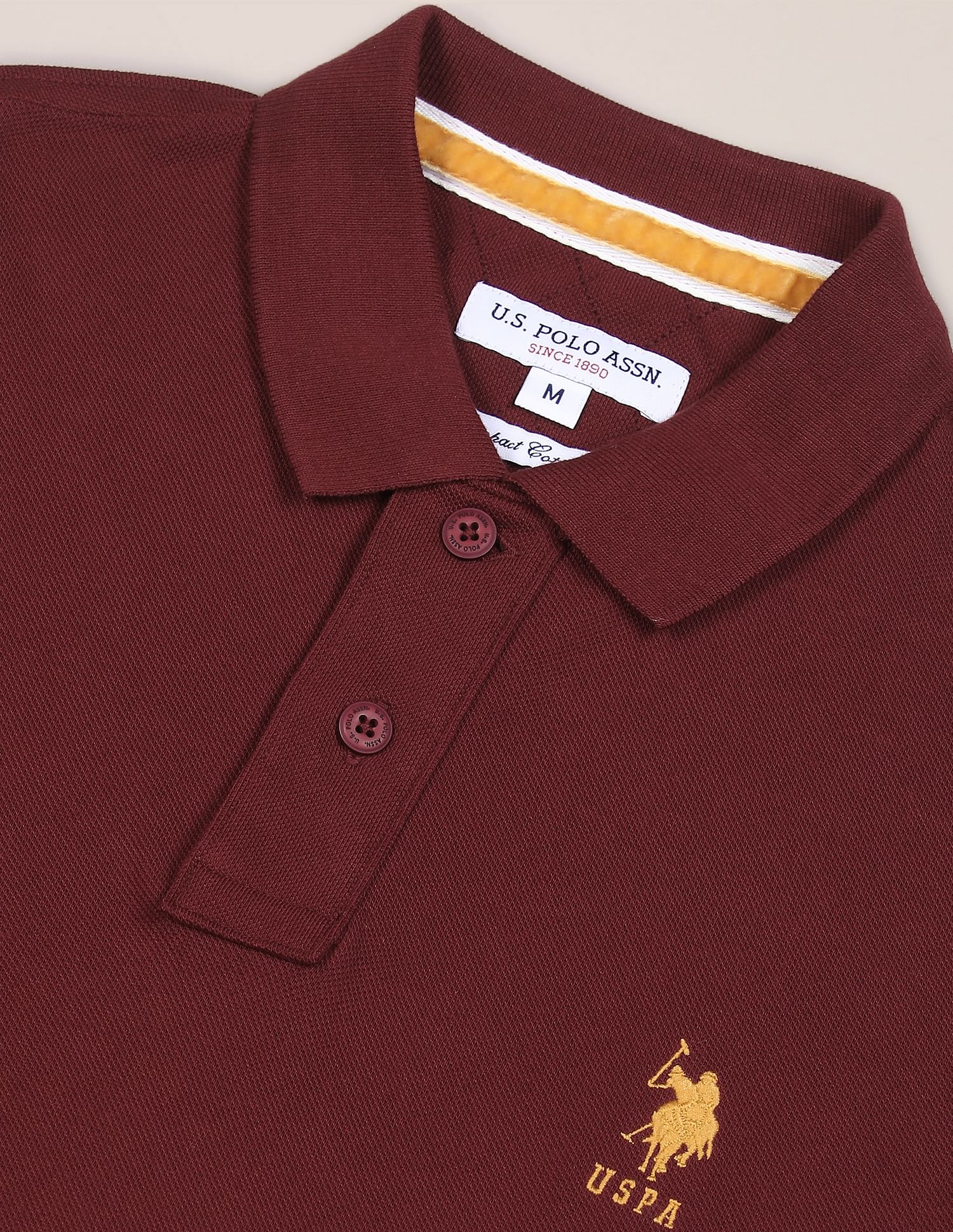 Ribbed Collar Solid Polo Shirt - Image 2