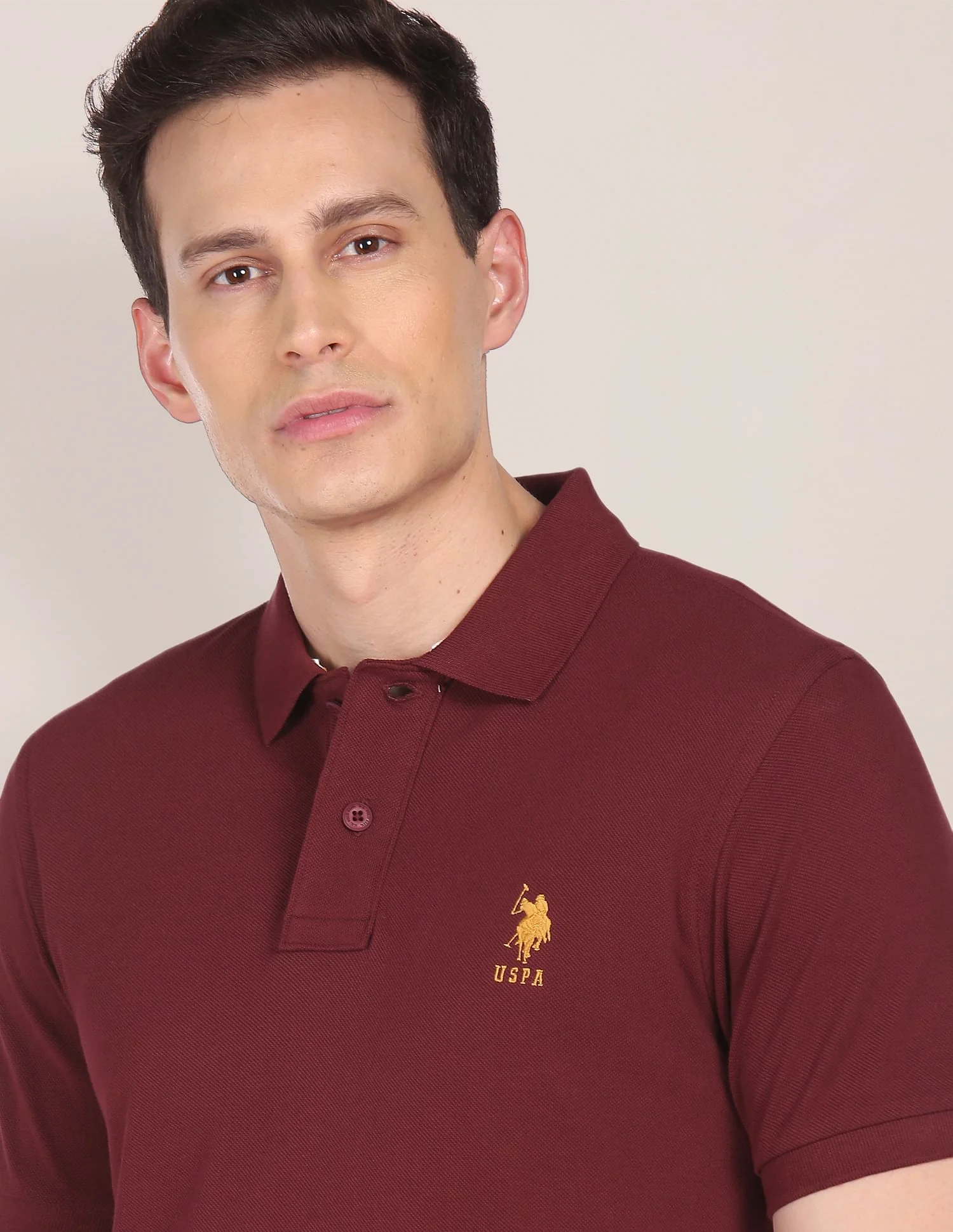 Ribbed Collar Solid Polo Shirt - Image 7