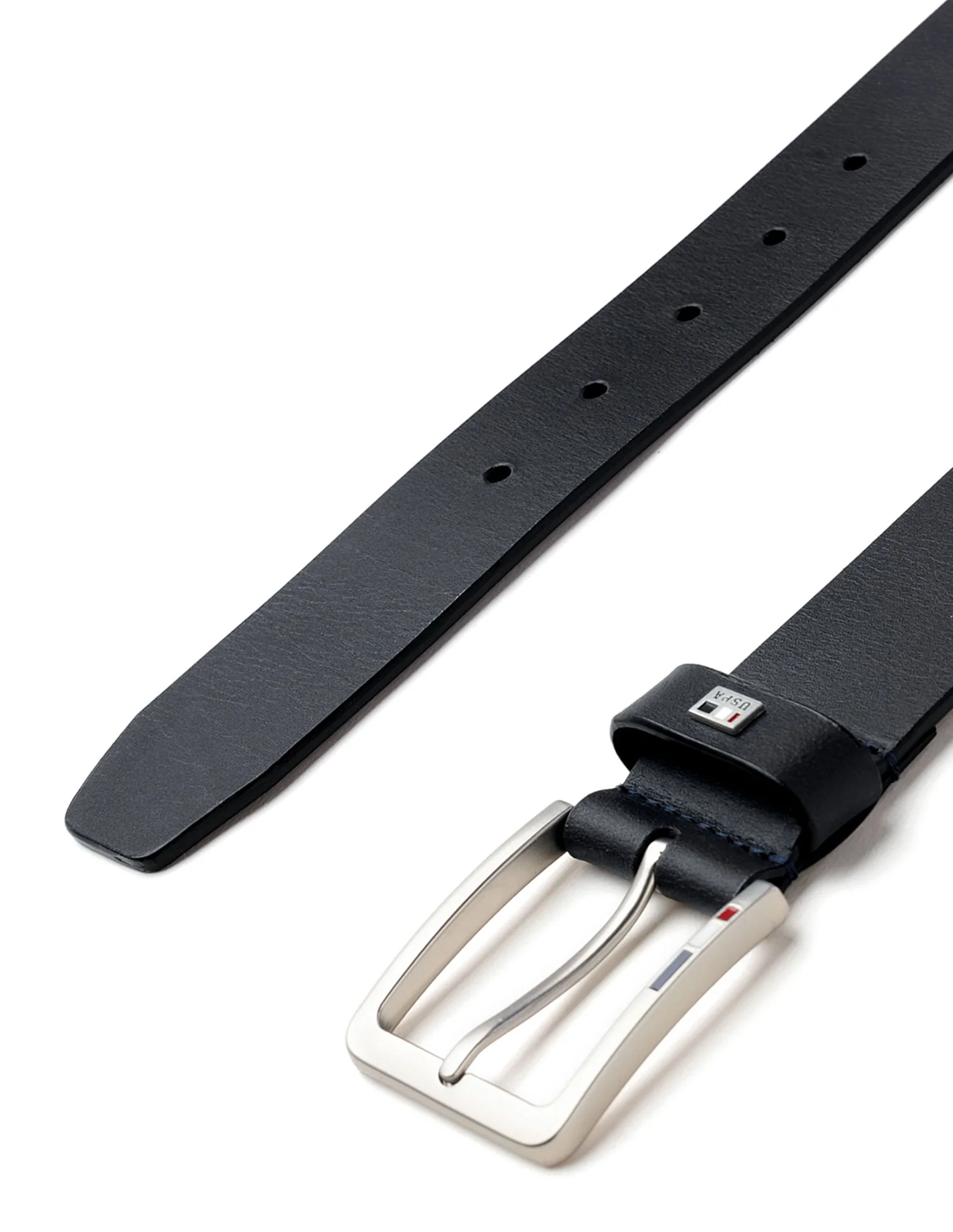 Men Metallic Buckle Solid Leather Belt - Image 4