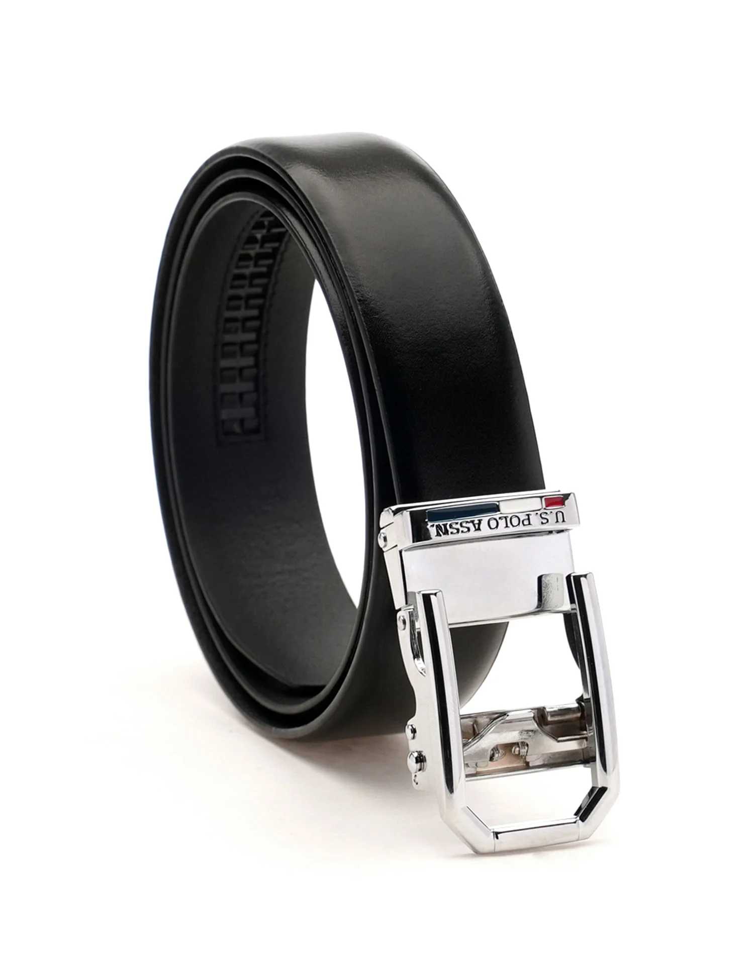 Men Metallic Buckle Solid Leather Belt