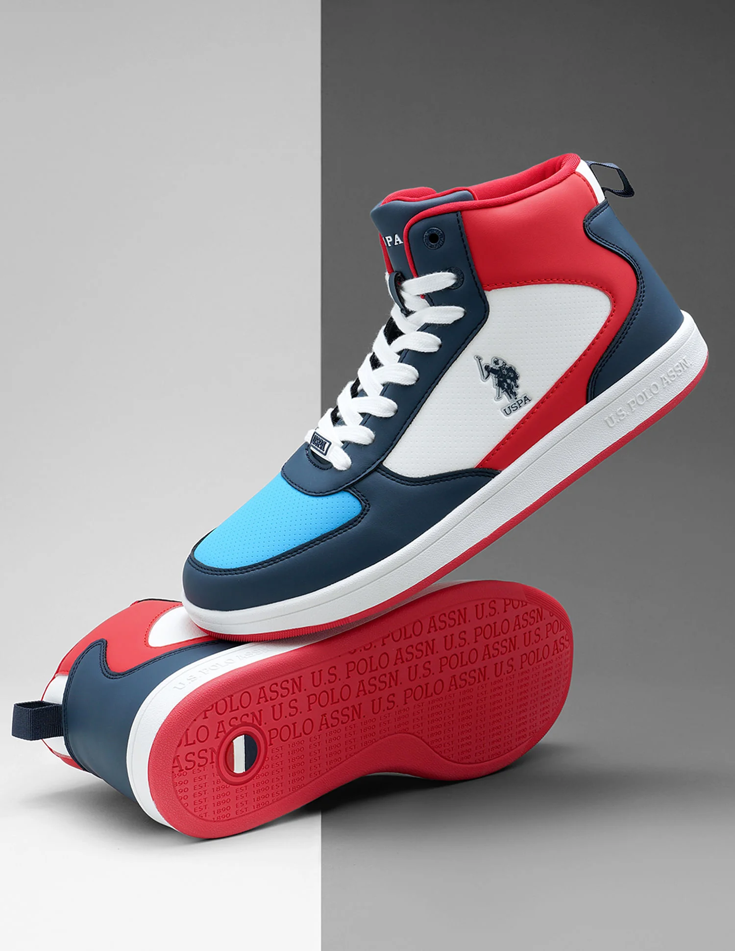Men Myles Red Retro Court Mid Top Sneakers
