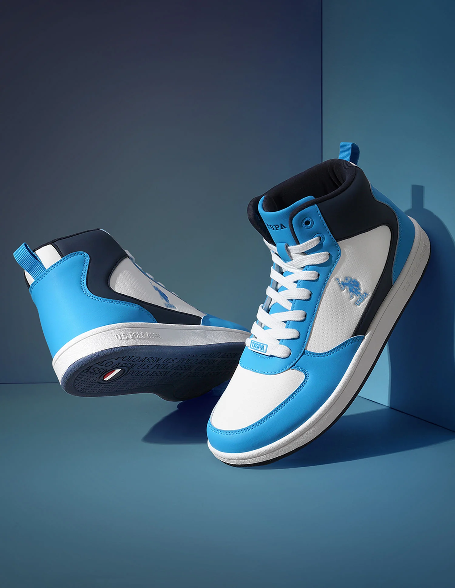 Men Myles Lt. Blue Retro Court Mid Top Sneakers