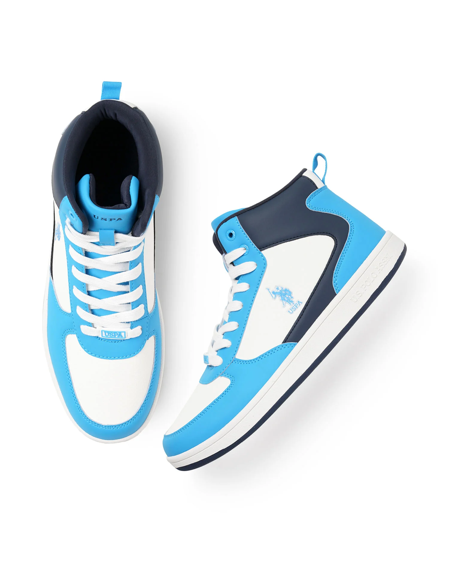 Men Myles Lt. Blue Retro Court Mid Top Sneakers - Image 3