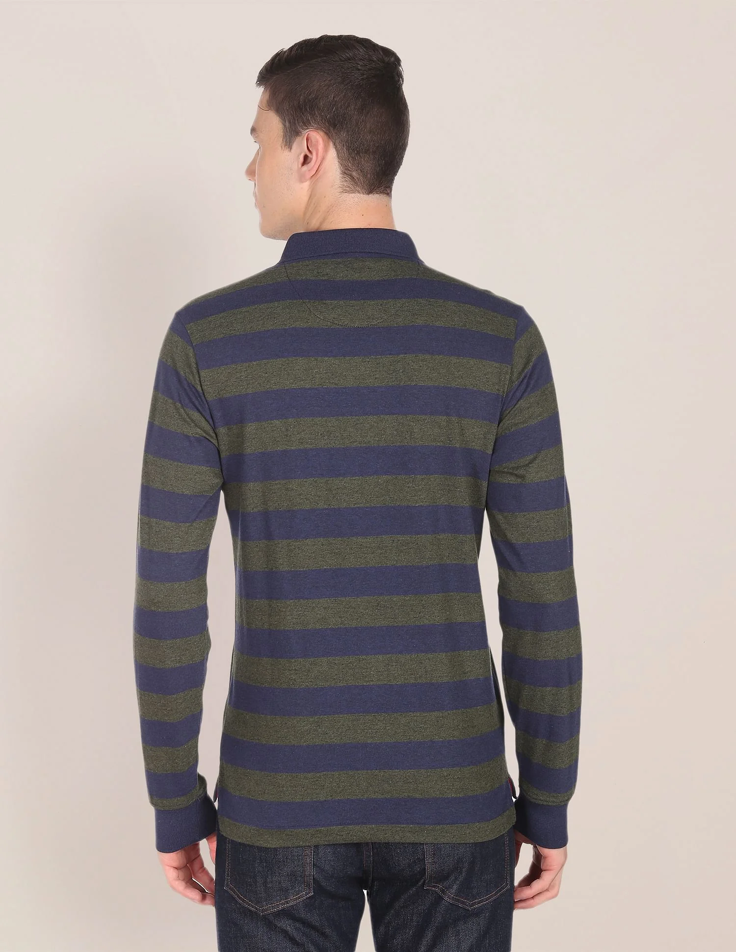 Long Sleeve Horizontal Stripe Polo Shirt - Image 5
