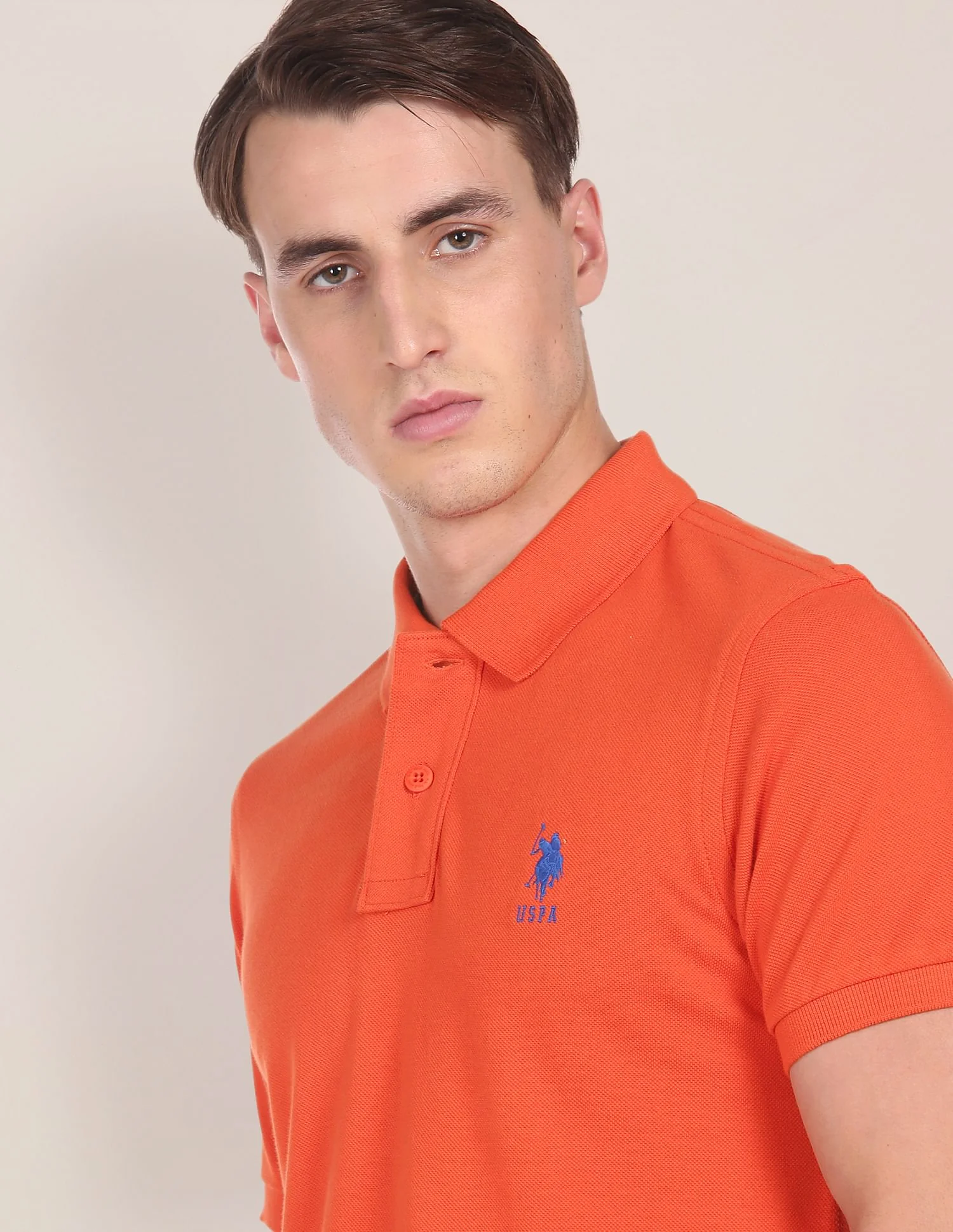 Ribbed Collar Solid Polo Shirt - Image 6