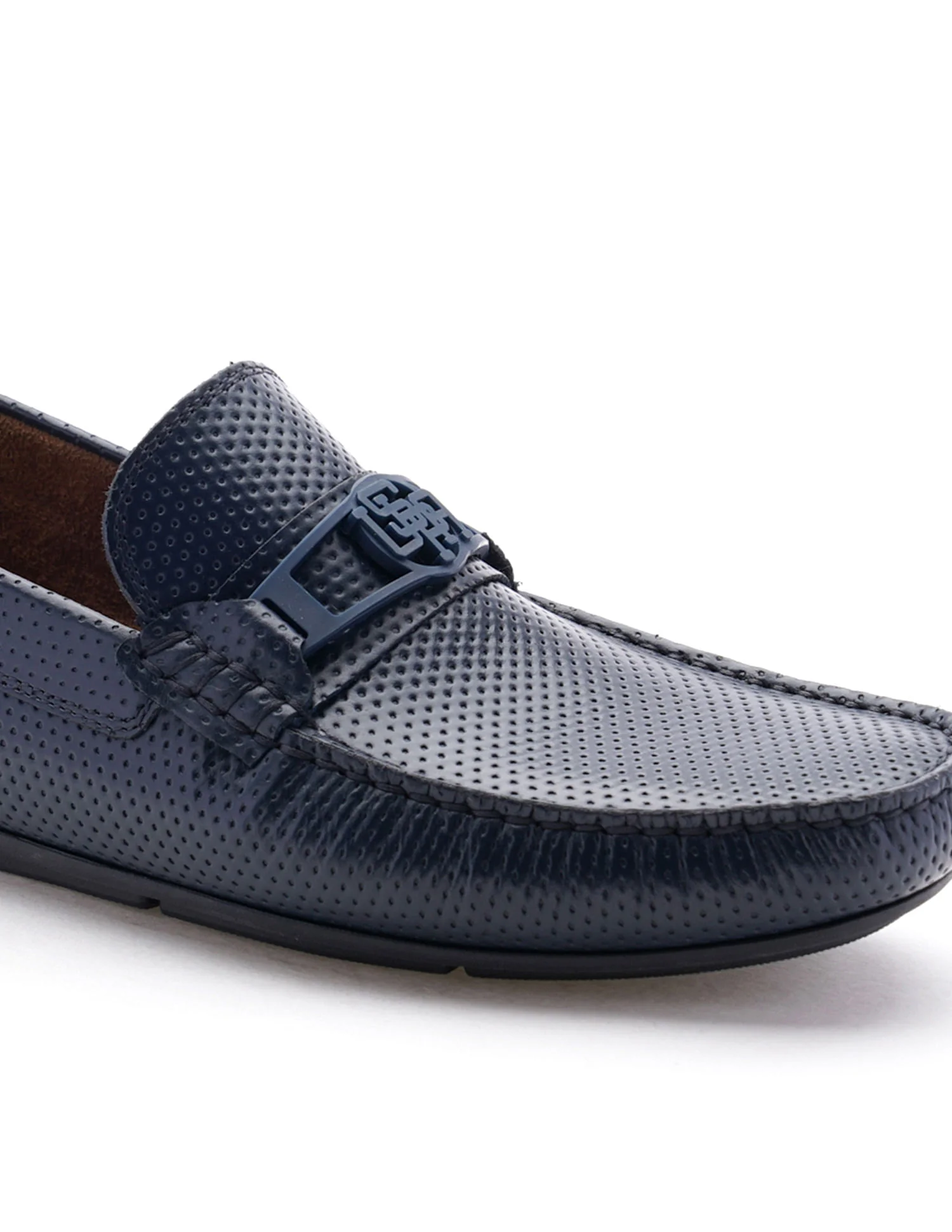Men Perforated Leather Merren Loafers - Image 8