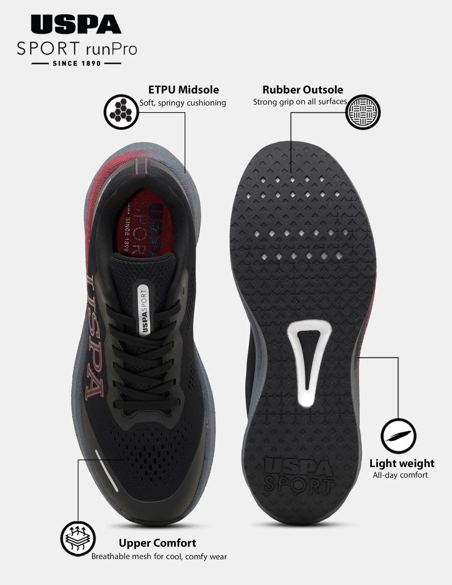 Men Rainer USPA Sport Runpro Running Shoes - Image 3