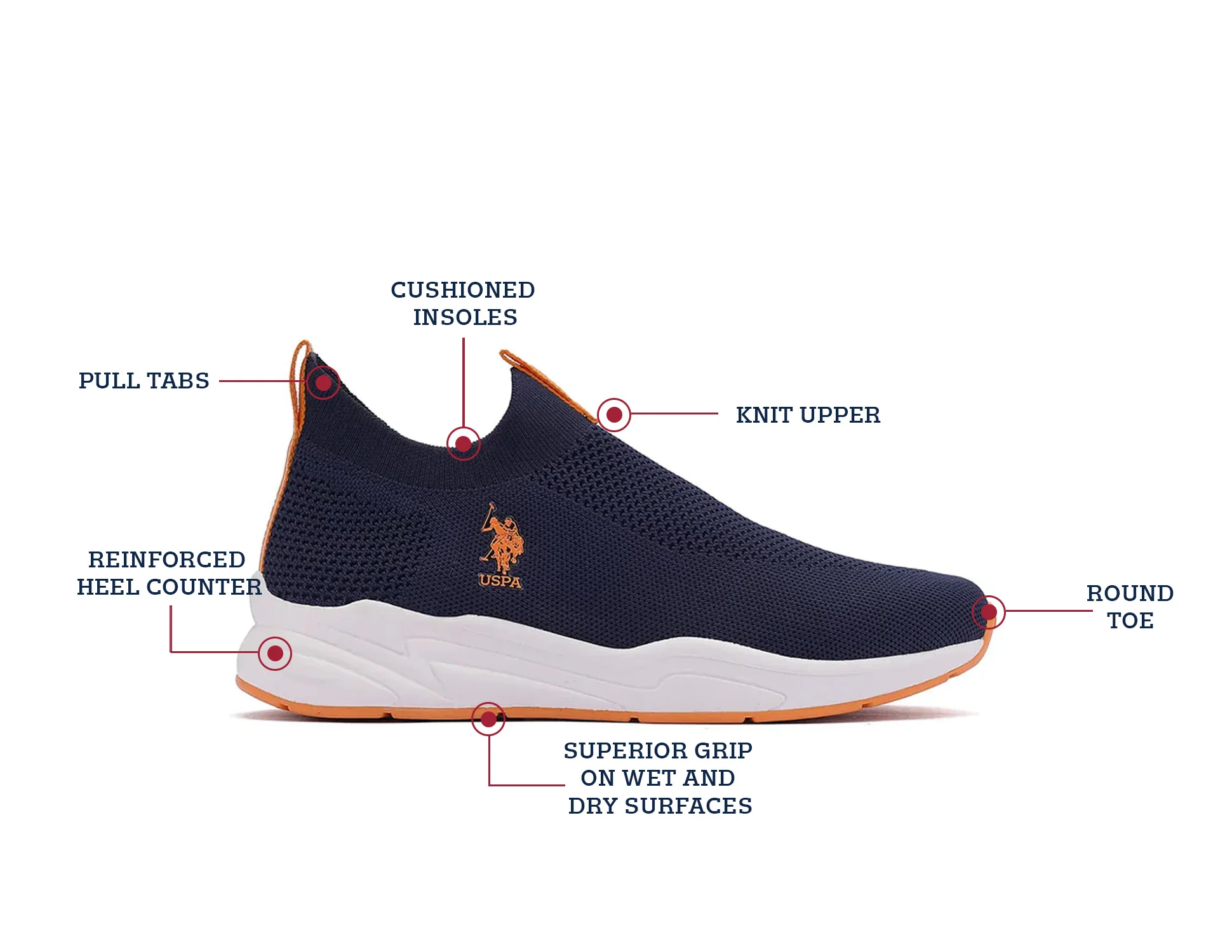 Men Duncun 5.0 Navy Uspa Sport Sneaker Slip On - Image 2