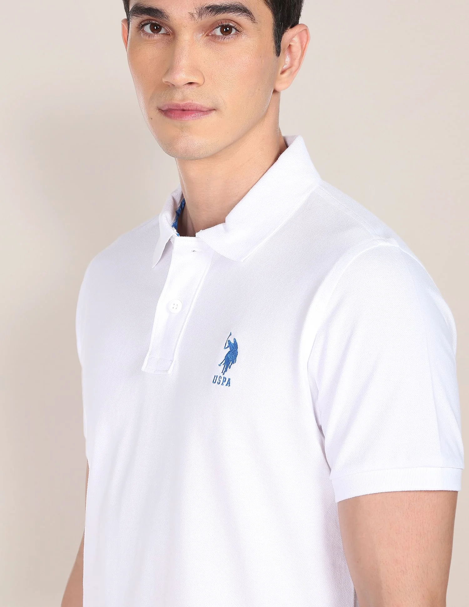 Ribbed Collar Solid Polo Shirt - Image 6