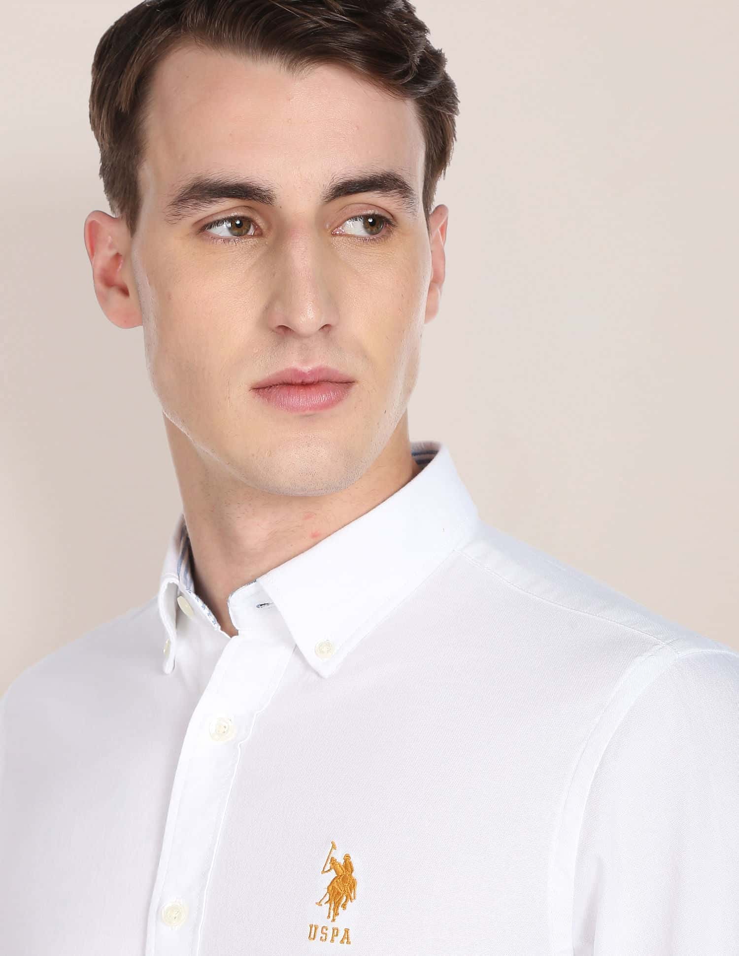 Men White Solid Twill Weave Casual Shirt - Image 6