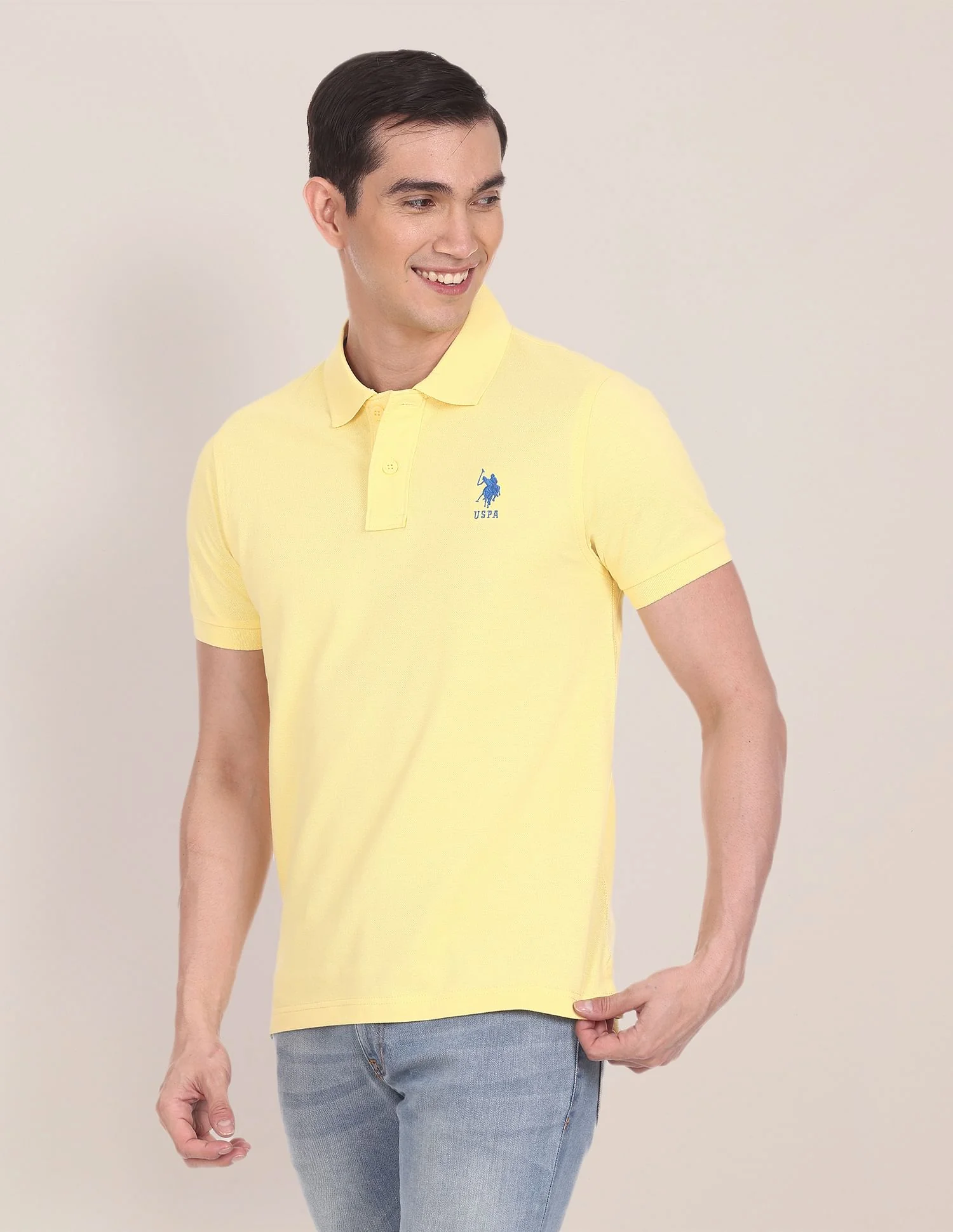 Ribbed Collar Solid Polo Shirt - Image 4