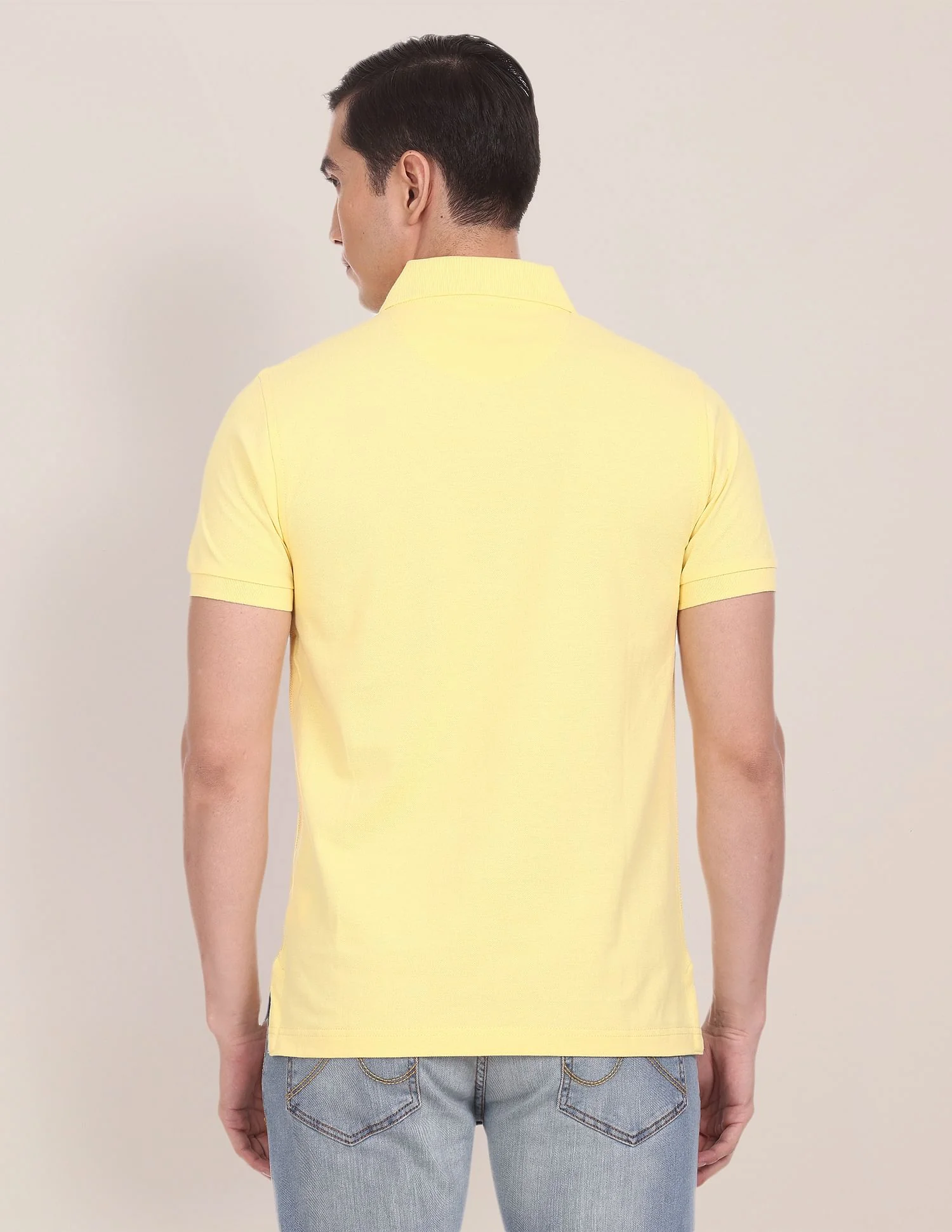 Ribbed Collar Solid Polo Shirt - Image 5