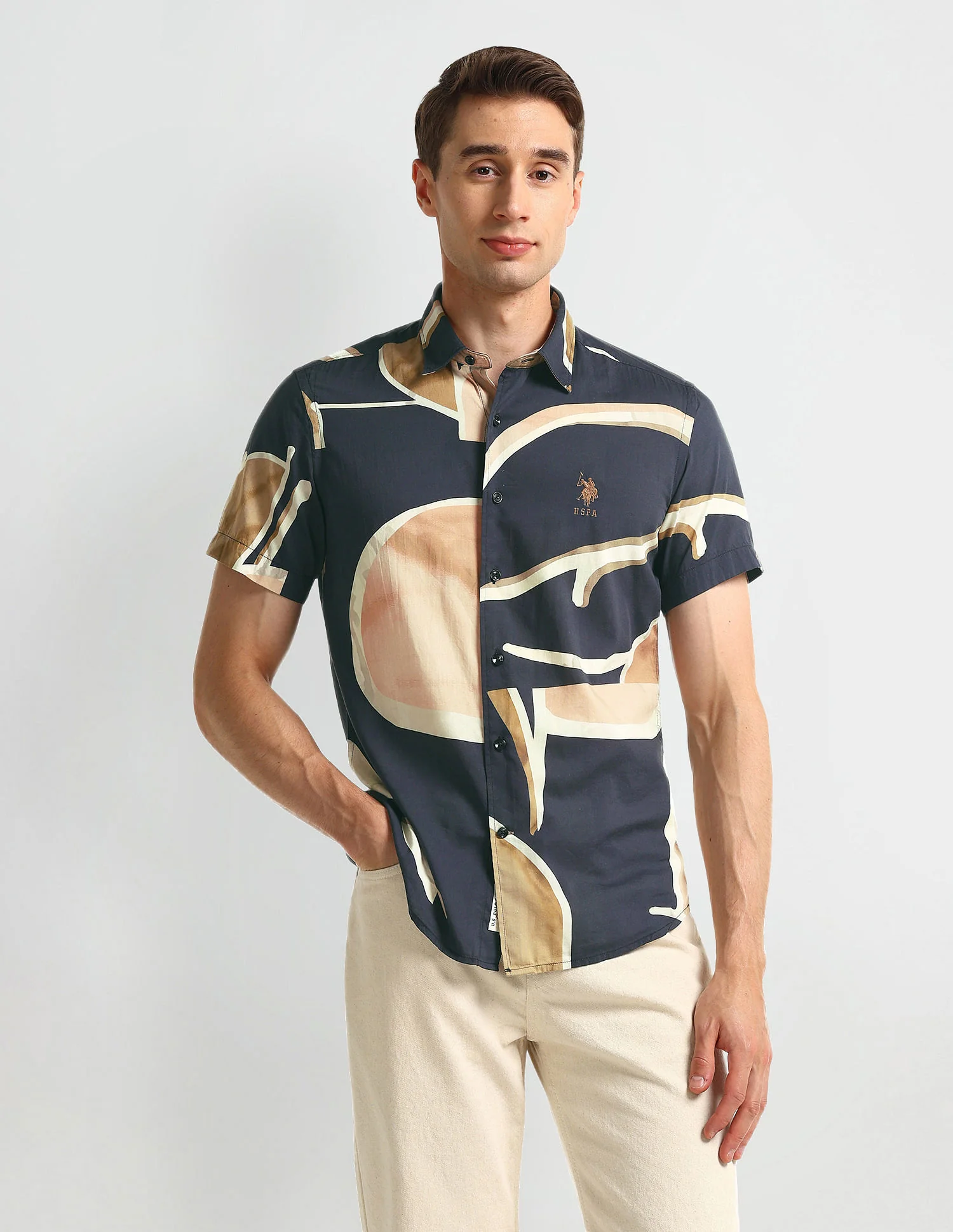 Abstract Print Slim Fit Shirt - Image 6