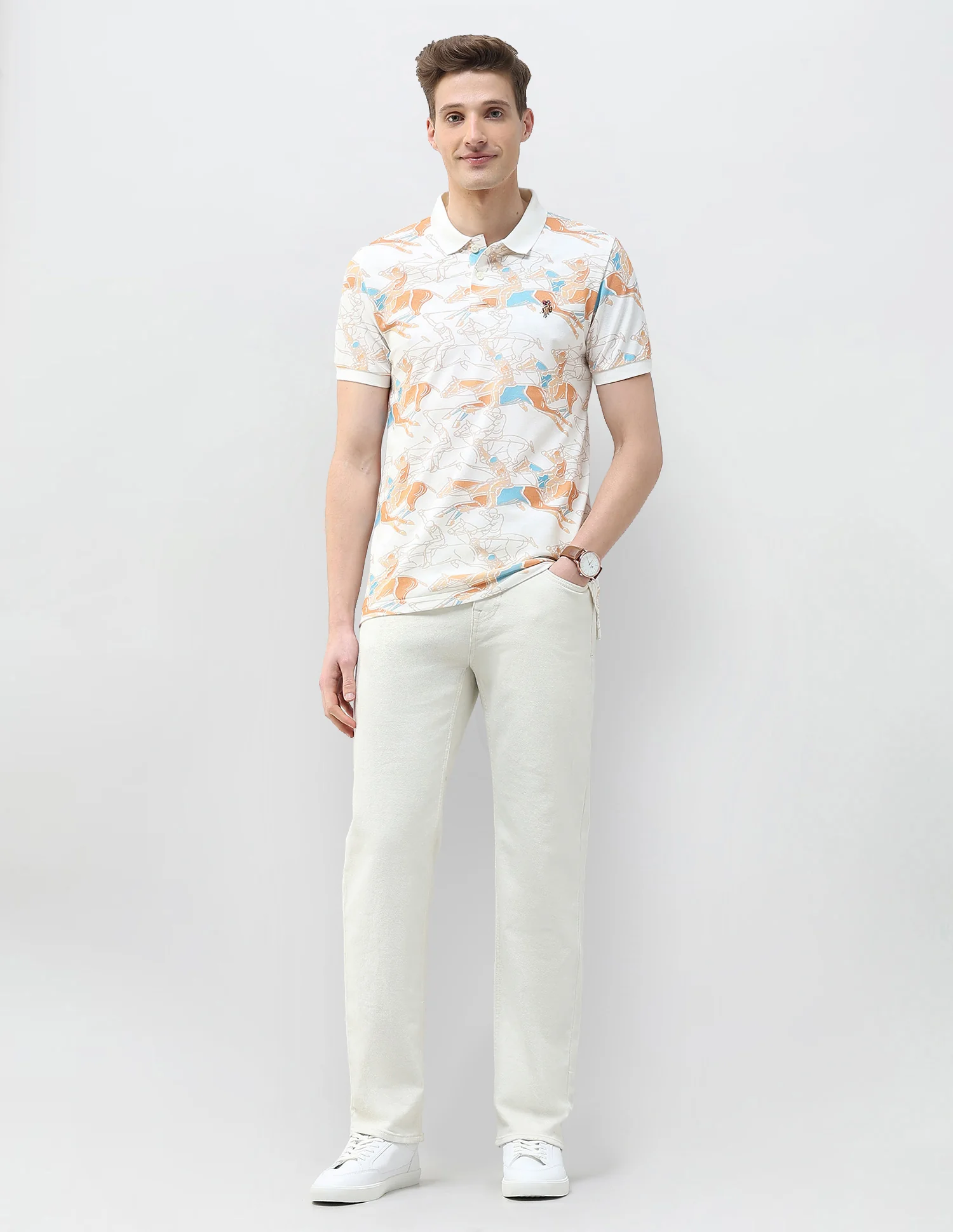 Abstract Printed Motel On The Coast Polo Shirt - Image 3