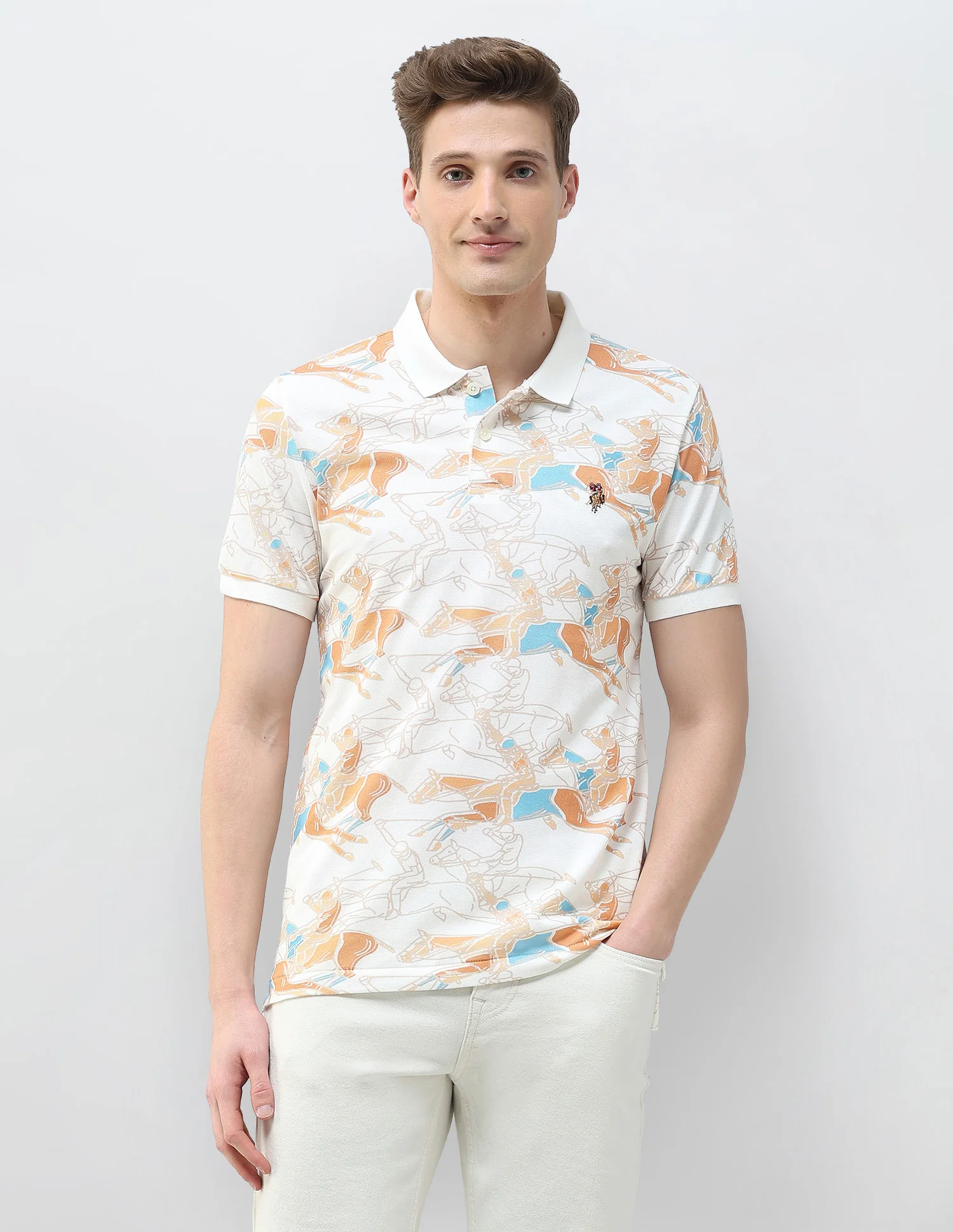 Abstract Printed Motel On The Coast Polo Shirt - Image 6