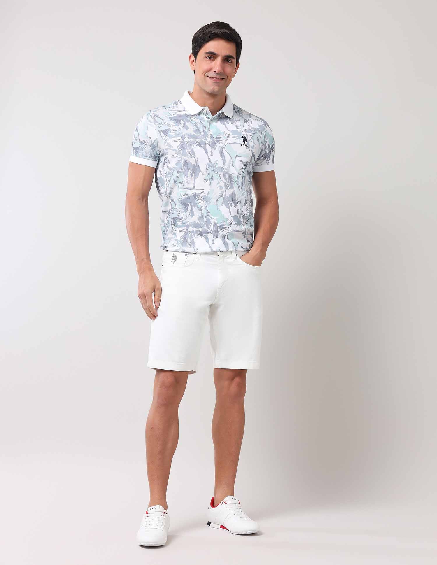 Abstract Printed Muscle Fit Polo Shirt - Image 3