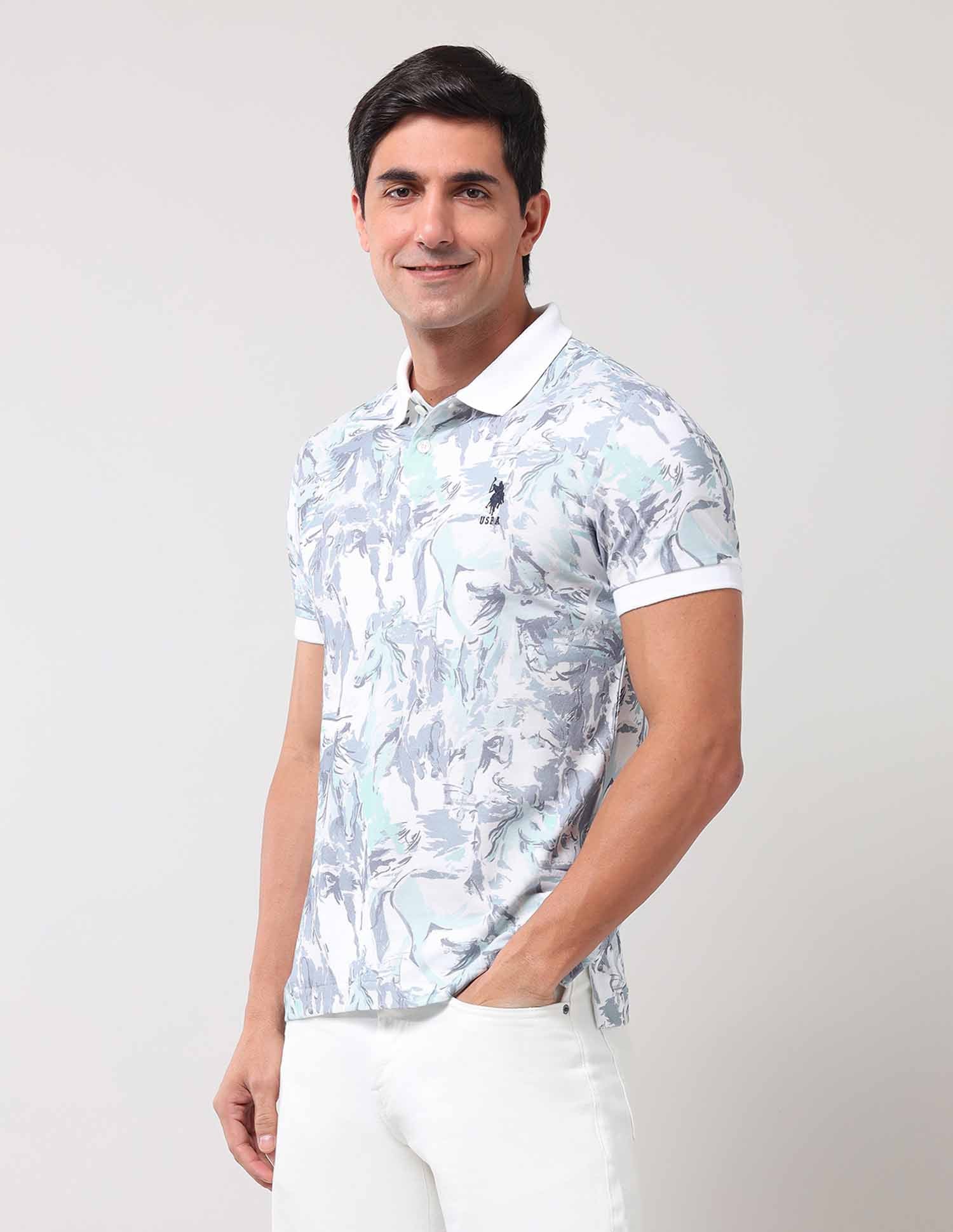 Abstract Printed Muscle Fit Polo Shirt - Image 4