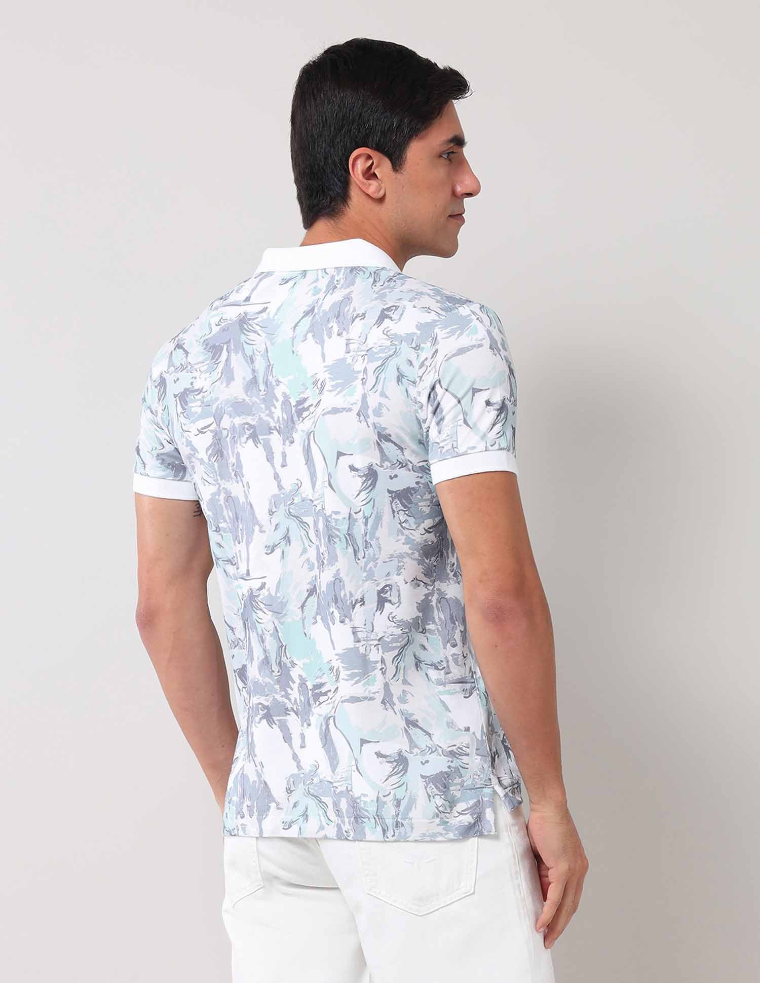 Abstract Printed Muscle Fit Polo Shirt - Image 5