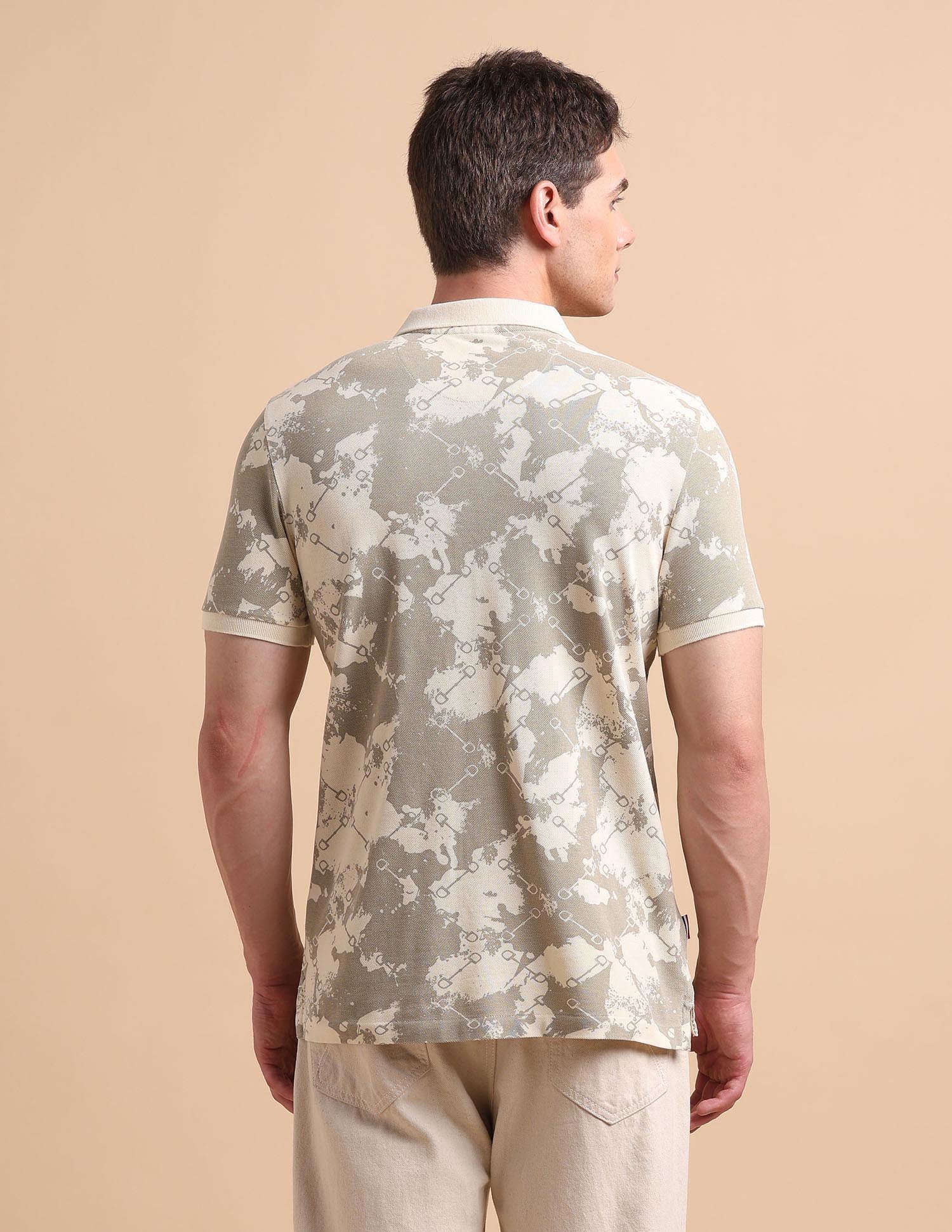 Abstract Printed Pure Cotton Polo Shirt - Image 5