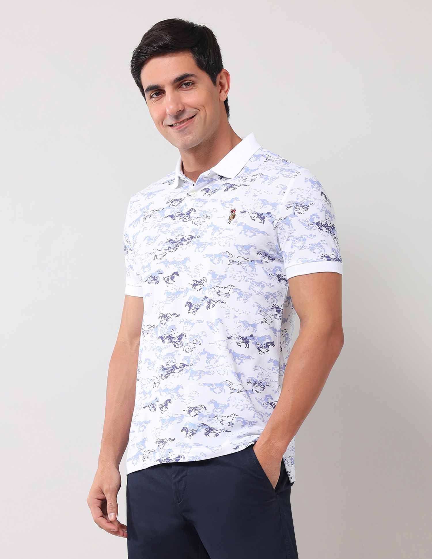 Abstract Printed Pure Cotton Polo Shirt - Image 4