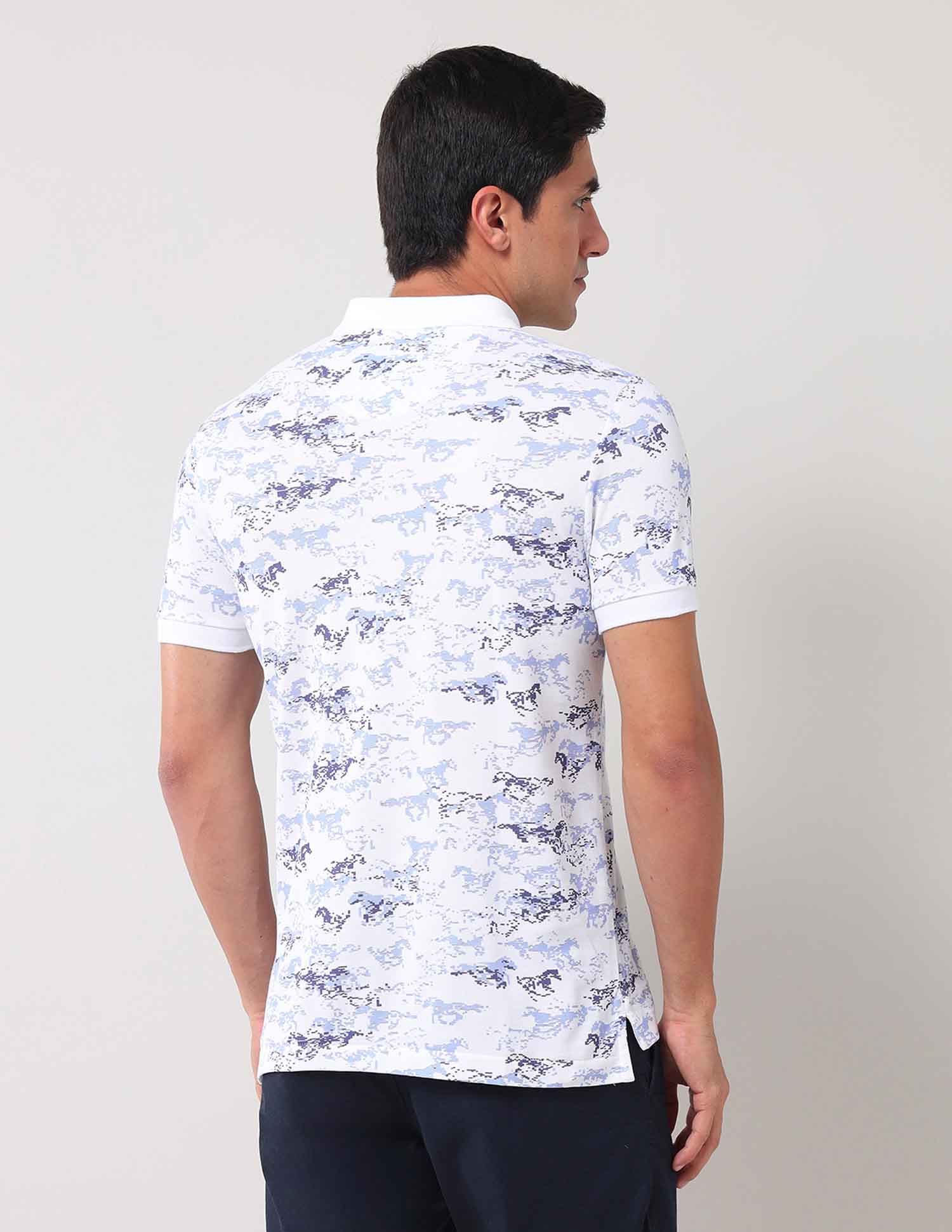 Abstract Printed Pure Cotton Polo Shirt - Image 5