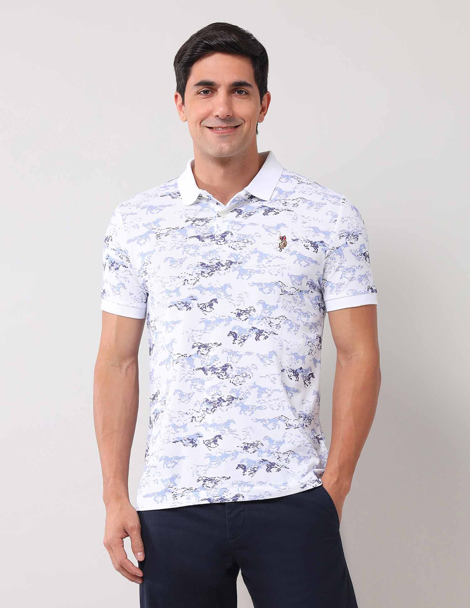 Abstract Printed Pure Cotton Polo Shirt - Image 6
