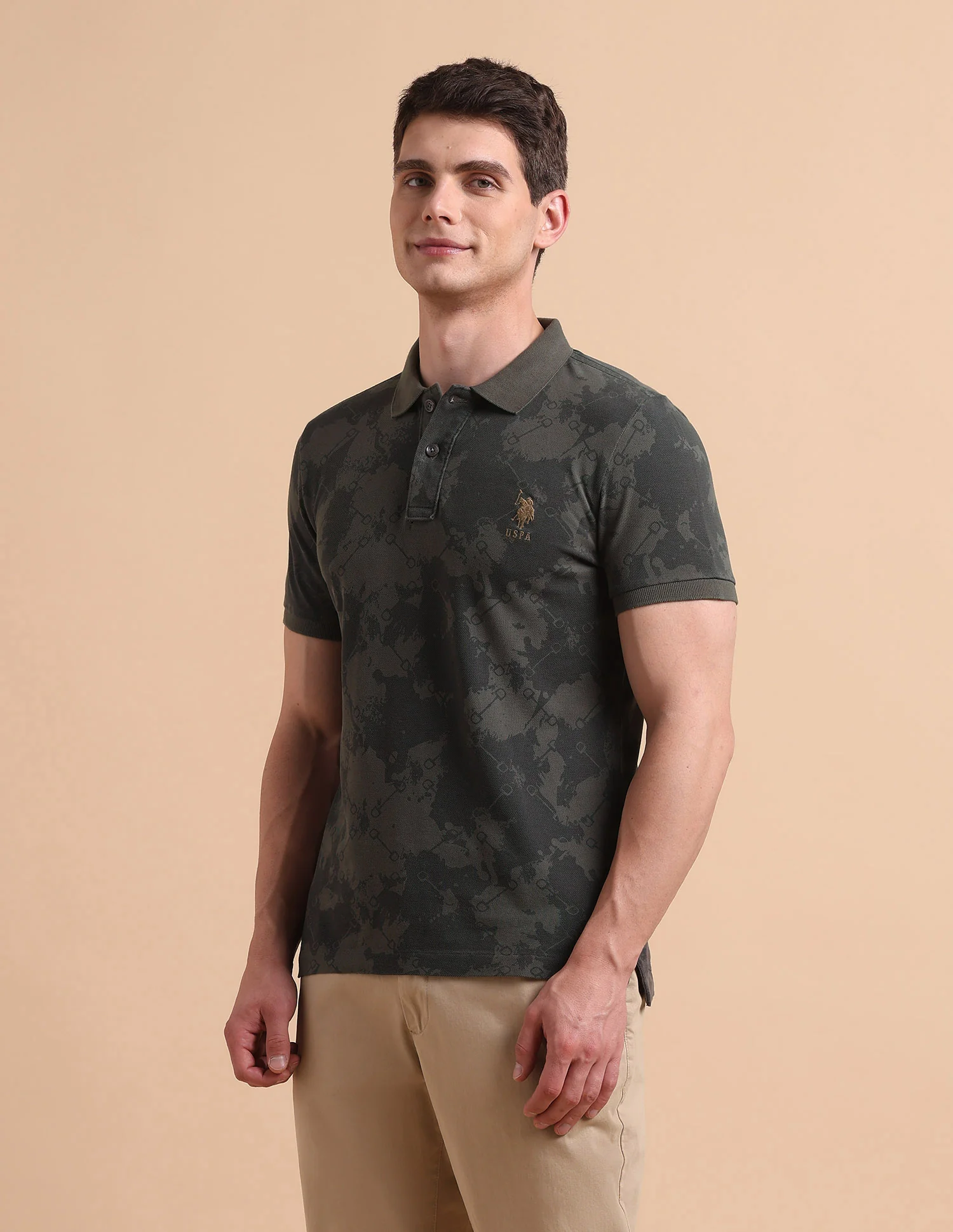 Abstract Printed Pure Cotton Polo Shirt - Image 4