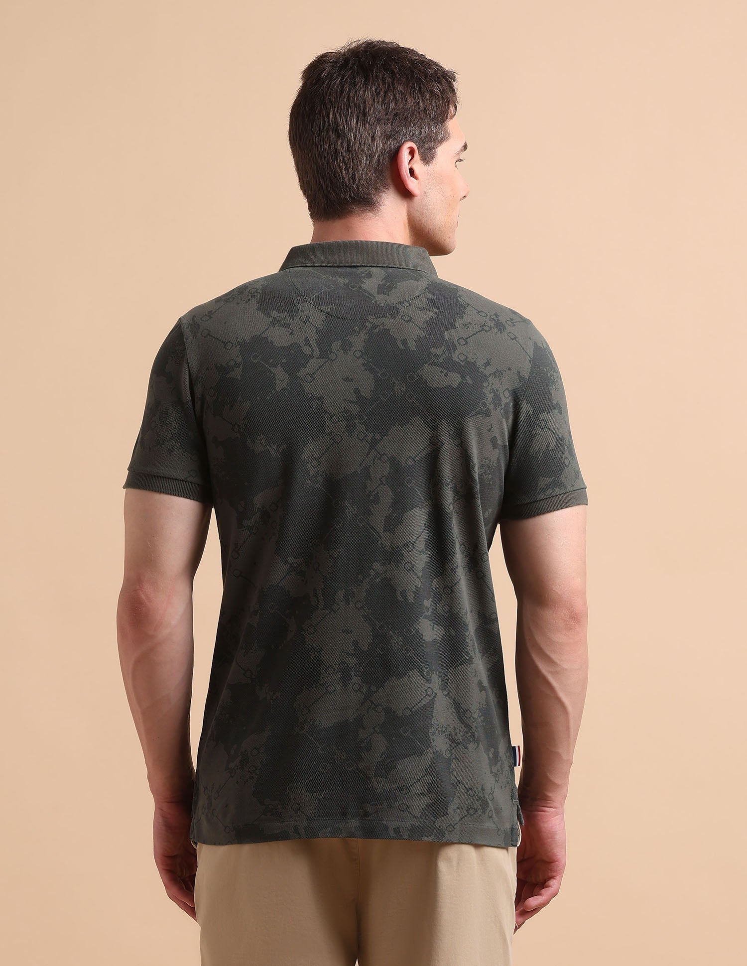 Abstract Printed Pure Cotton Polo Shirt - Image 5