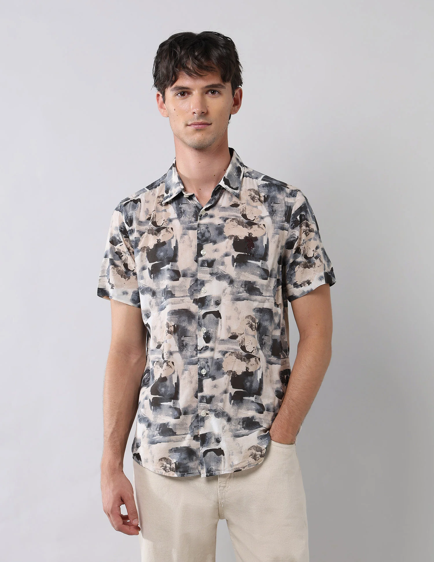 Abstract Printed Regular Fit Shirt - Image 6