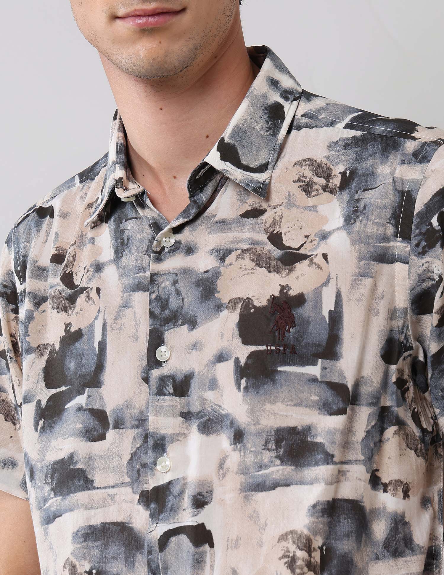 Abstract Printed Regular Fit Shirt - Image 7