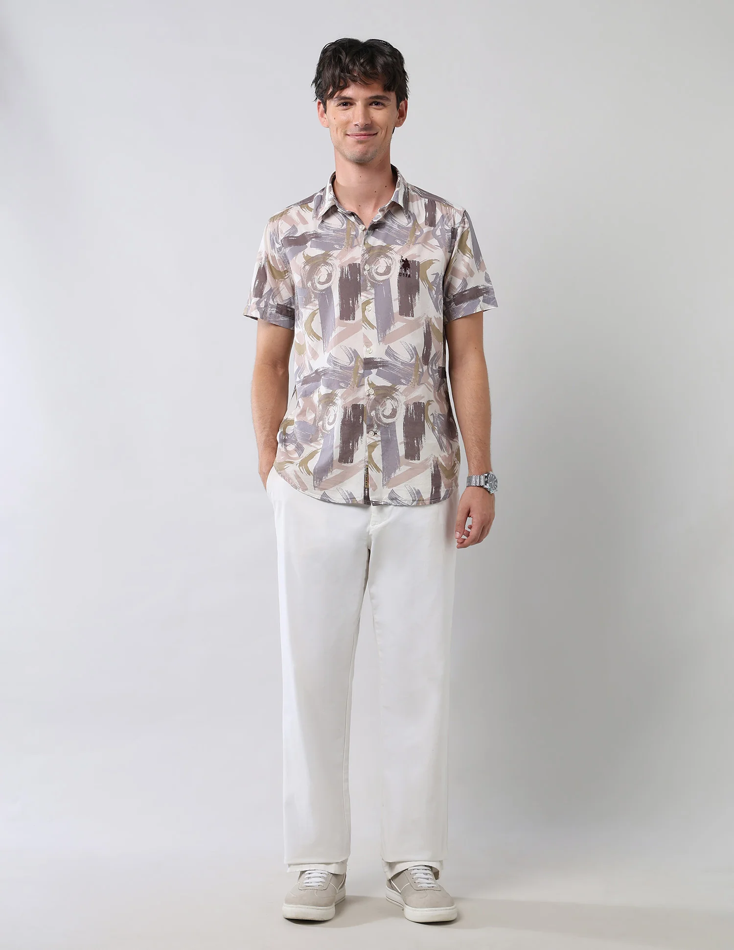 Abstract Printed Regular Fit Shirt - Image 3