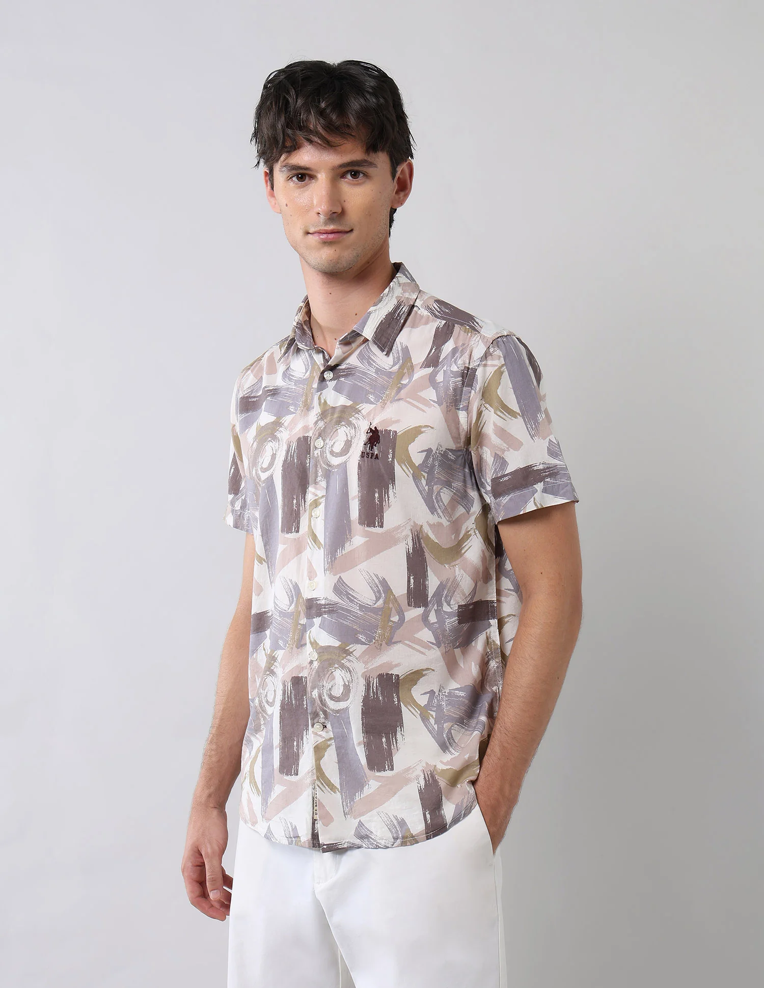 Abstract Printed Regular Fit Shirt - Image 4