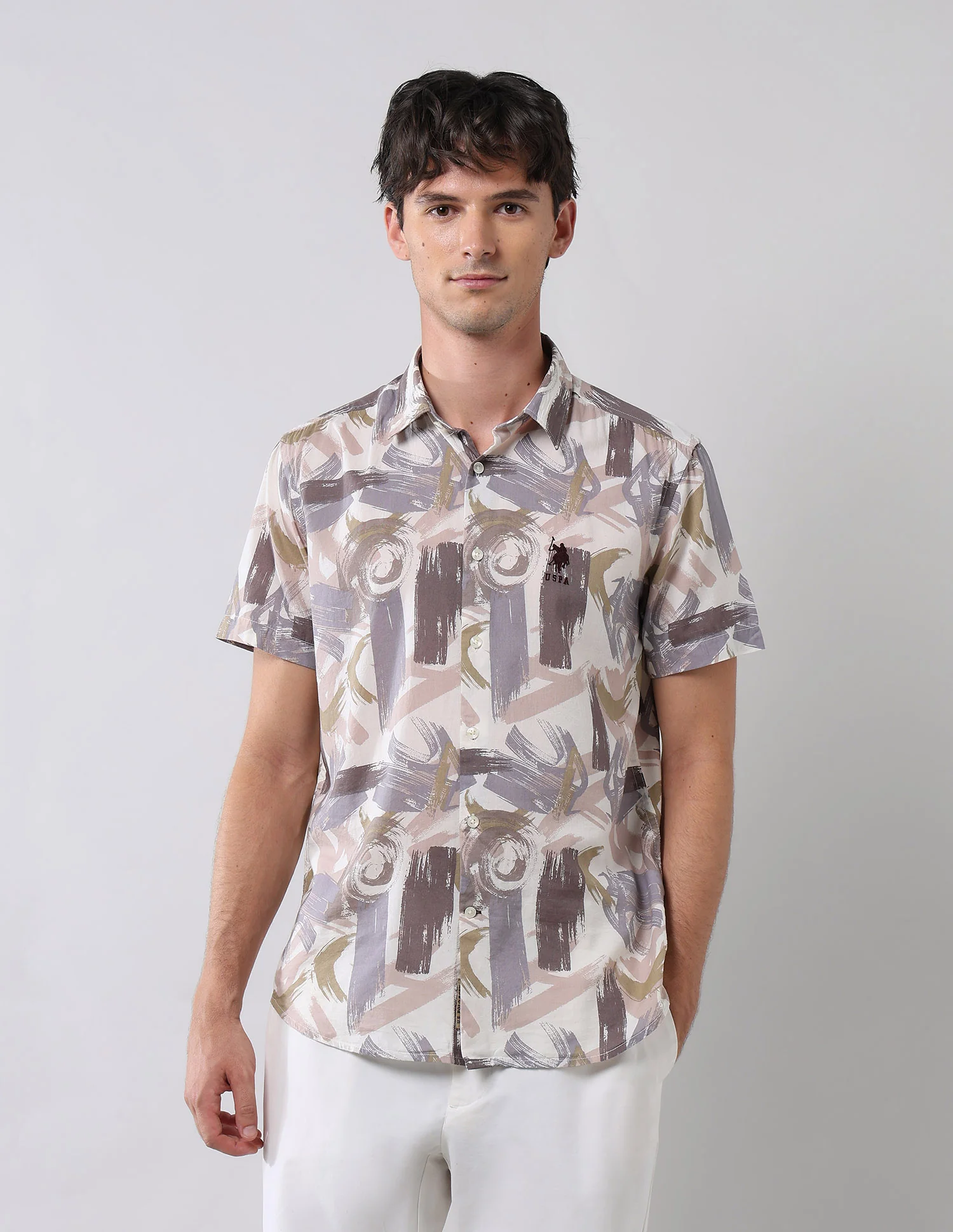 Abstract Printed Regular Fit Shirt - Image 6