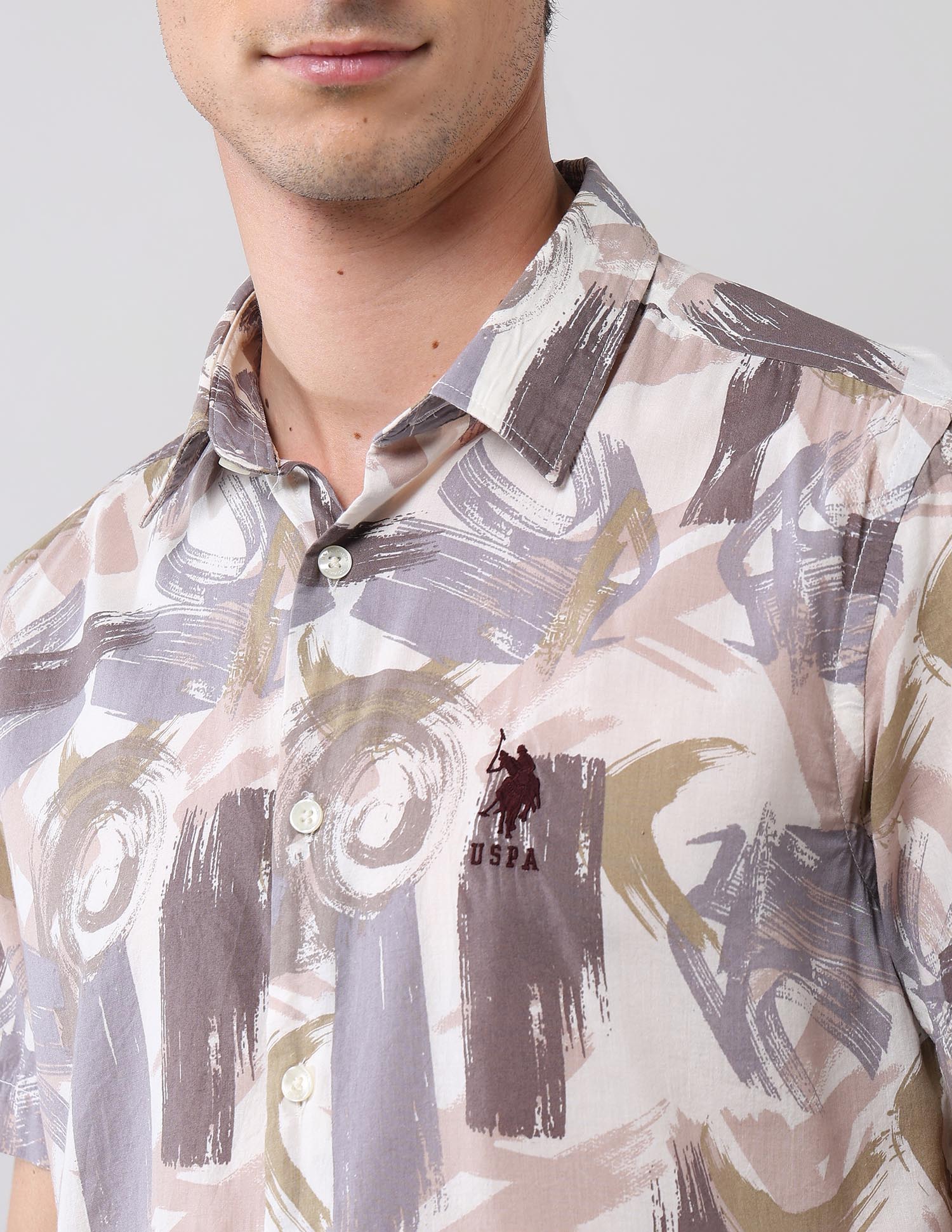 Abstract Printed Regular Fit Shirt - Image 7