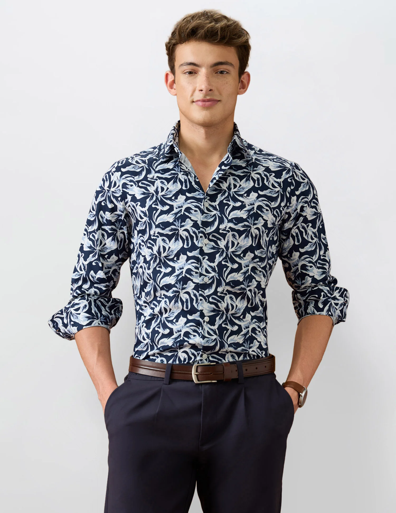 Abstract Printed Satin Shirt